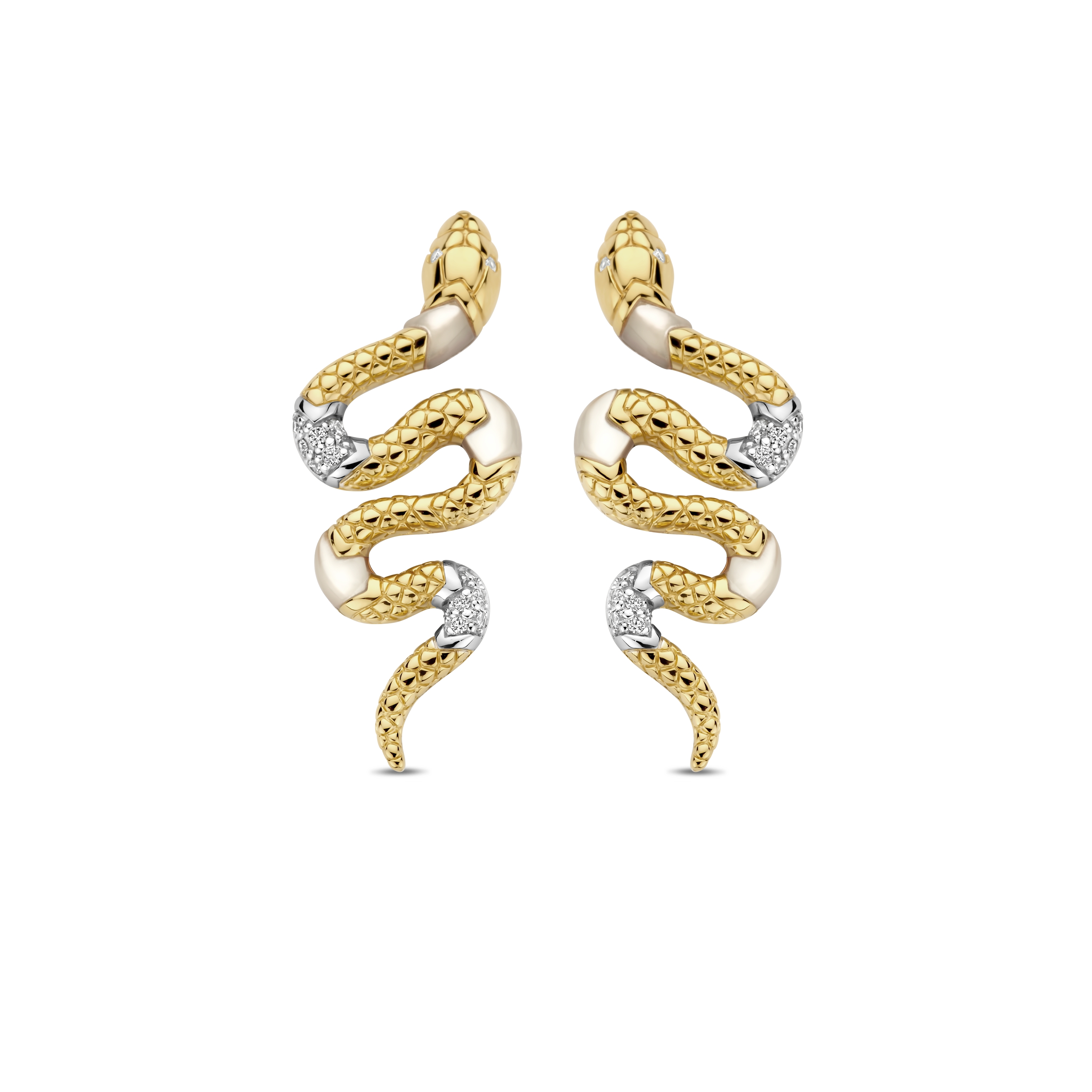 Oorhangers Snake gold plated sterling zilver - 7827MW