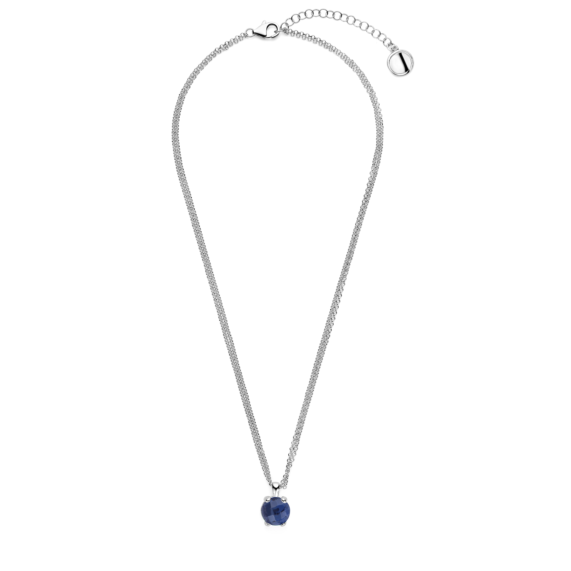 Ketting Rolo met ronde Dumortieriet steen - WSBZ00280W.DUM