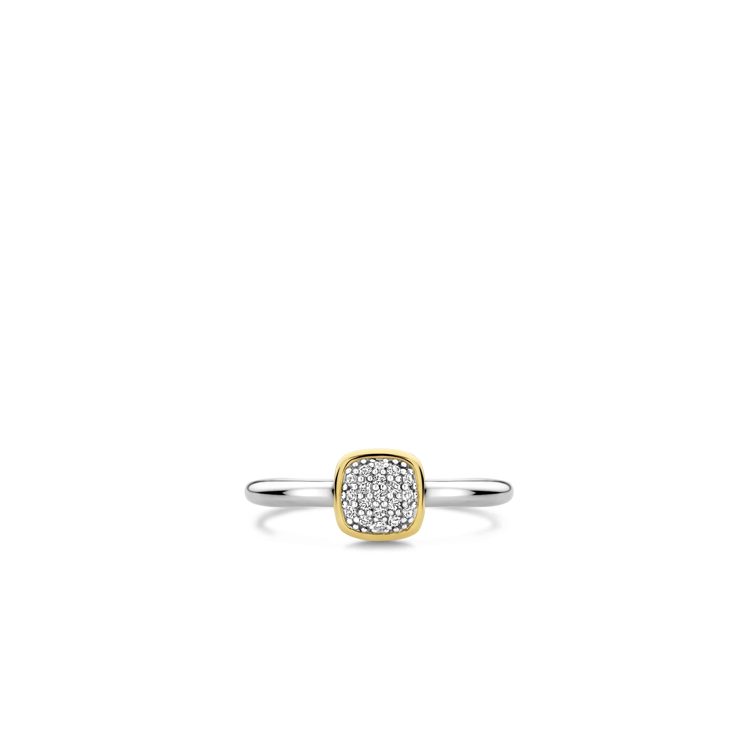 Ring sterling zilver gold plated met pavé zirkonia - 12353ZY