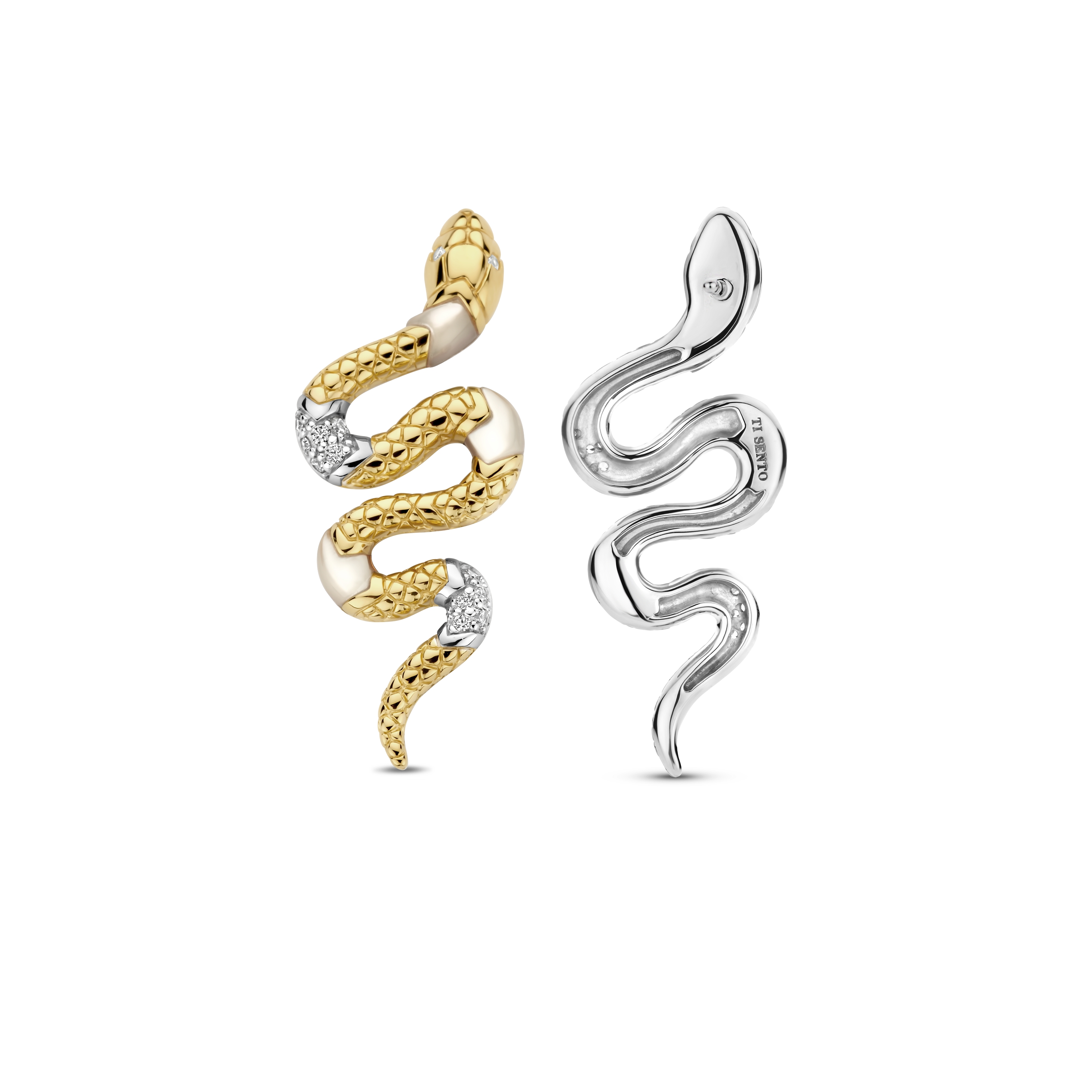 Oorhangers Snake gold plated sterling zilver - 7827MW