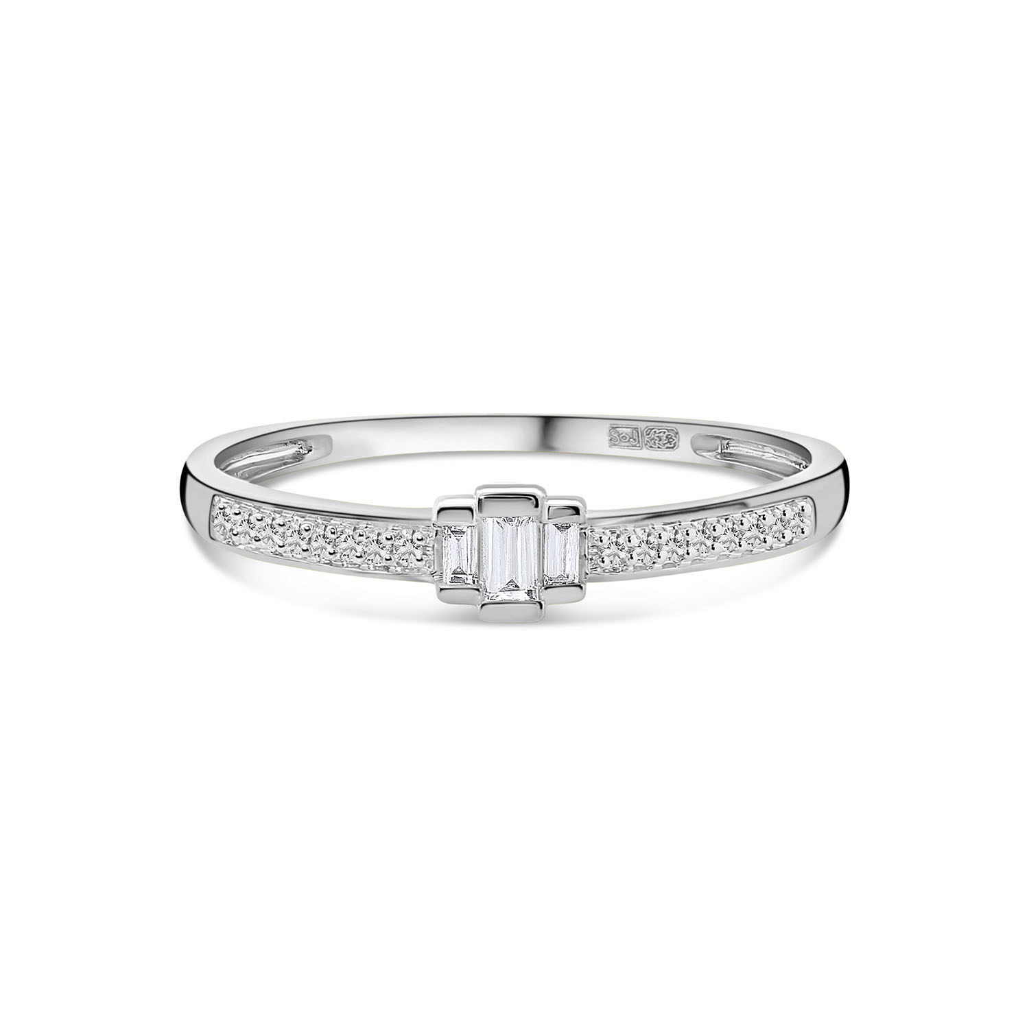 Witgouden ring met baguette en briljant geslepen diamant R138-RG50964-W