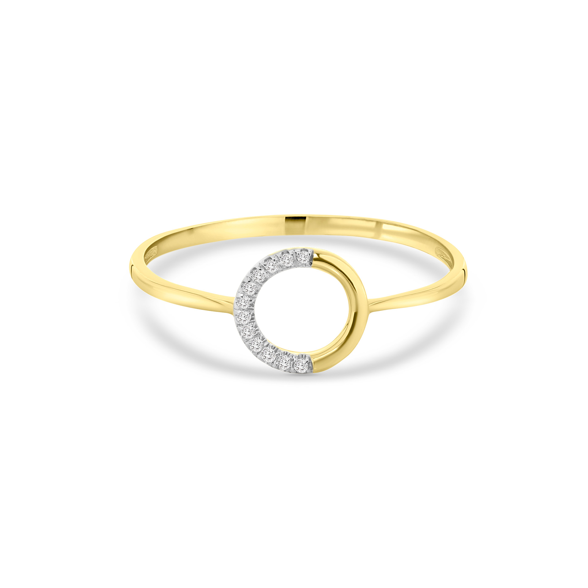 Geelgouden ring met cirkel en diamanten R404-R40350-Y