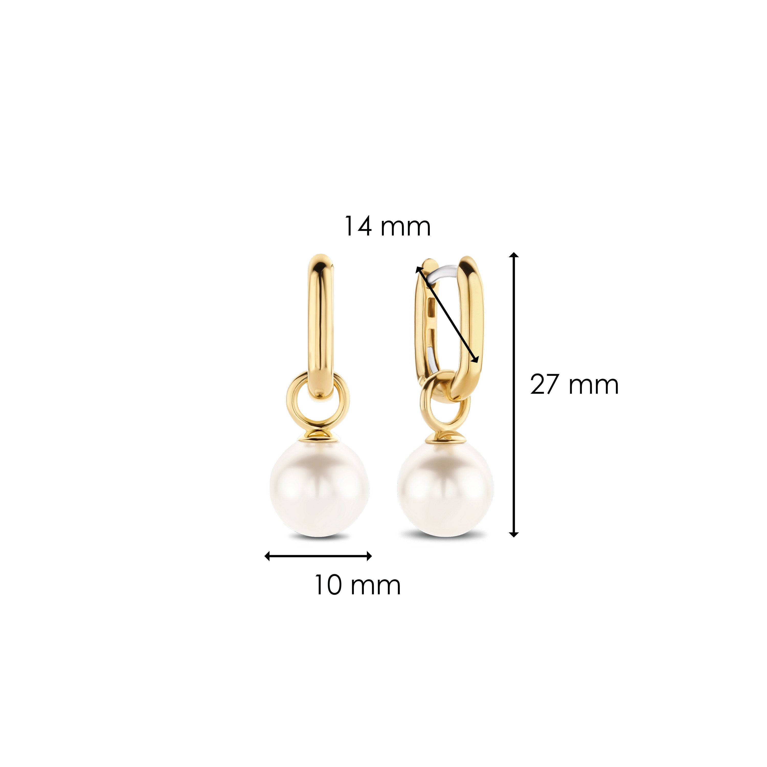 Gold plated oorhangers met parel 7848PW