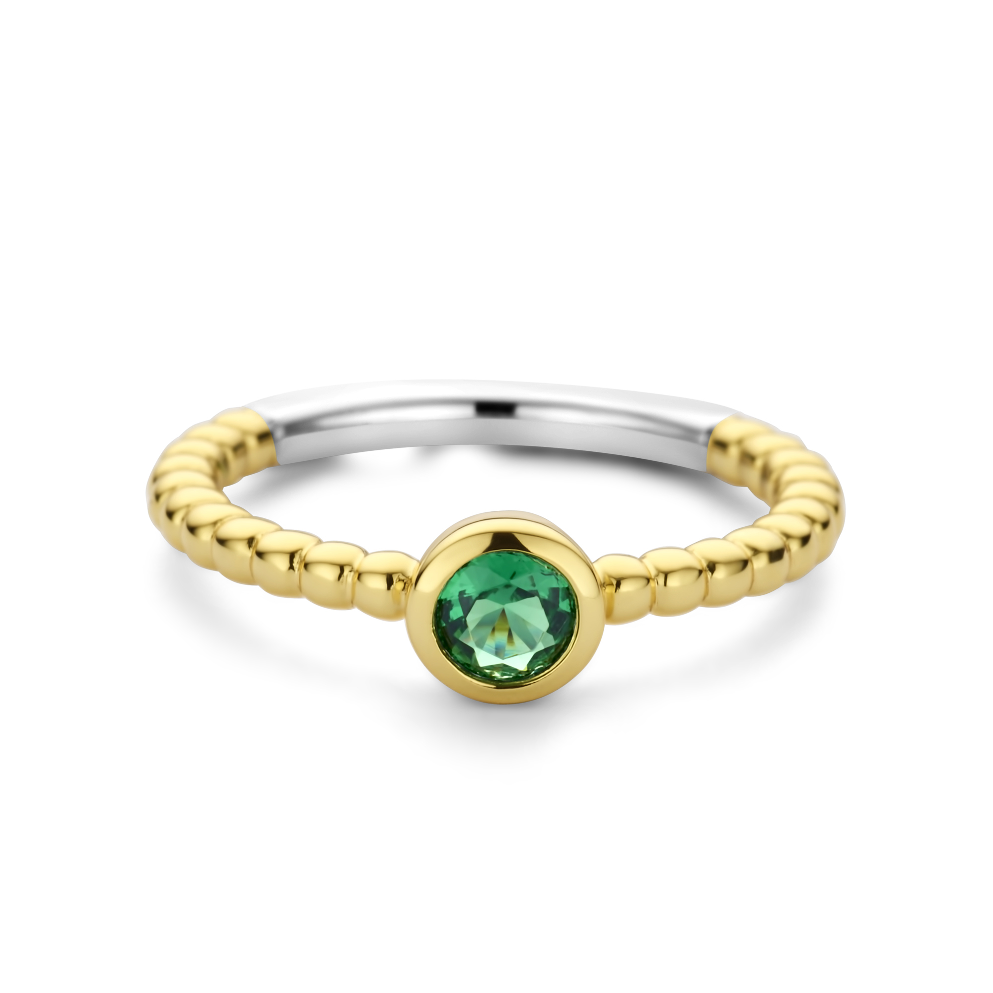 Ring van sterling zilver gold plated met groene steen - R477YG