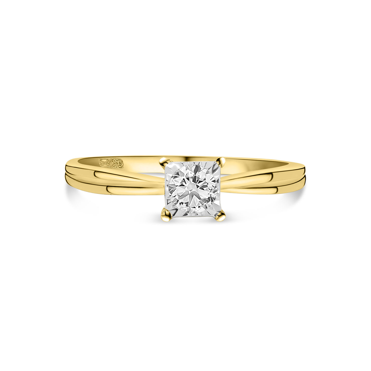 Geelgouden ring met witgouden details lab grown diamant R159-R23KG0392-LG-YW