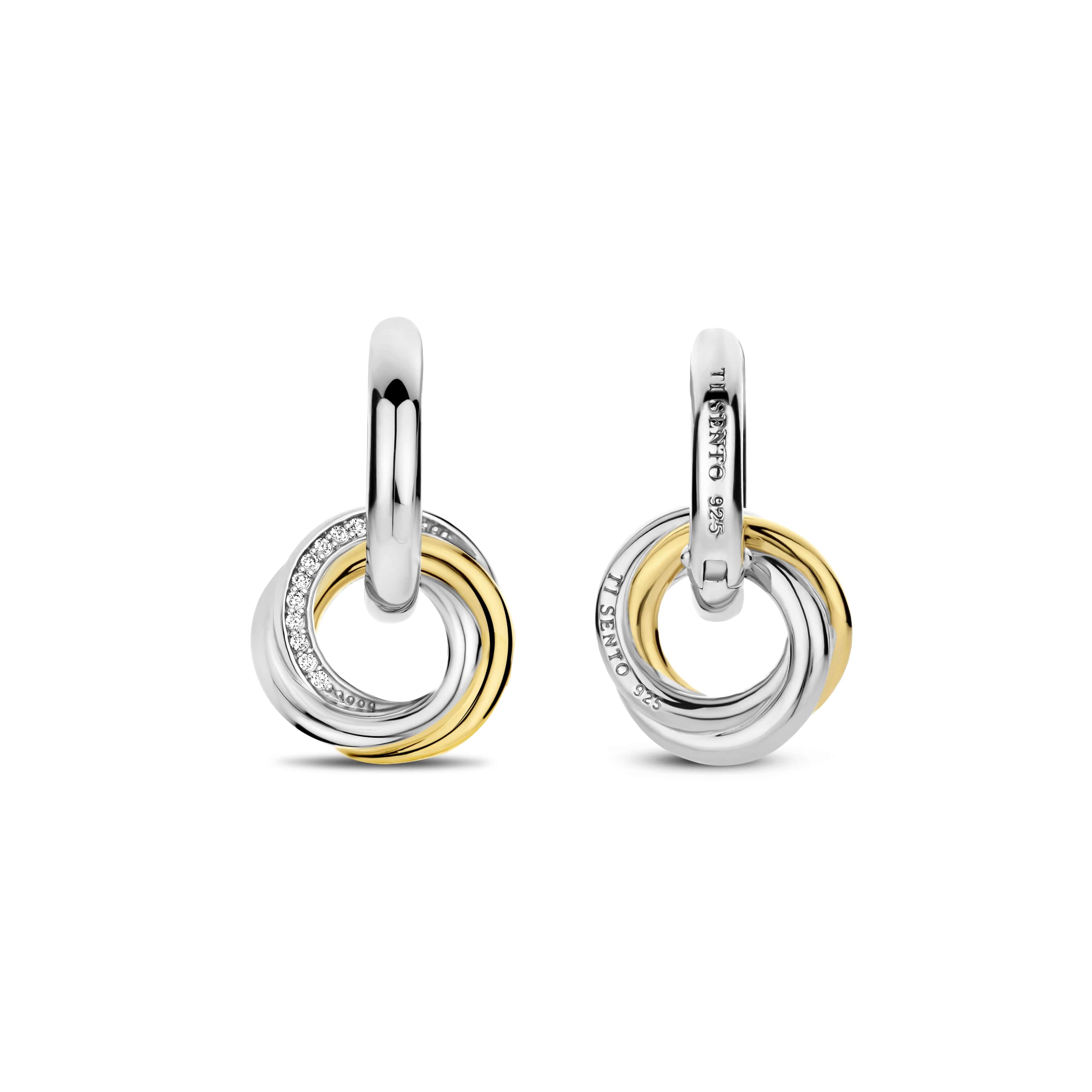 Oorringen gold plated sterling zilver met zirkonia - 7976ZY