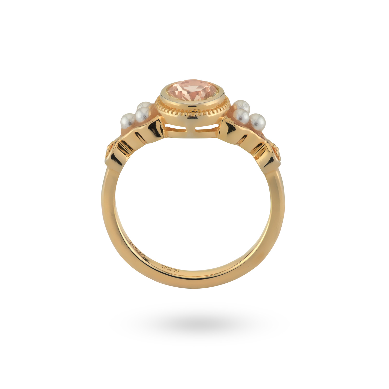 Ring van gold plated sterling zilver met zirkonia en parels 12450Y