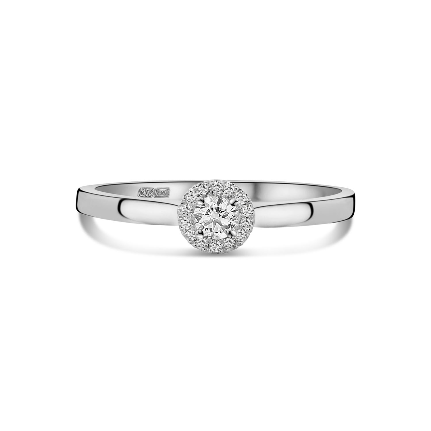 Witgouden ring entourage met diamant R138-RG42900-W