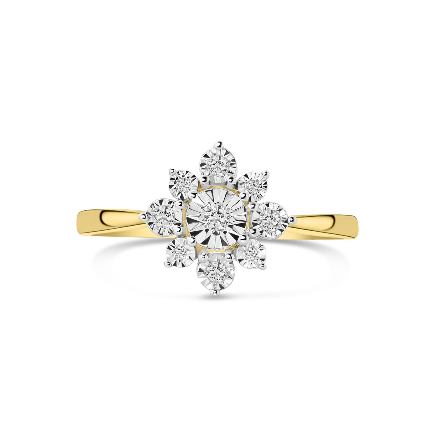 Geelgouden ring met witgouden details en diamanten R480-PL-35380-YW