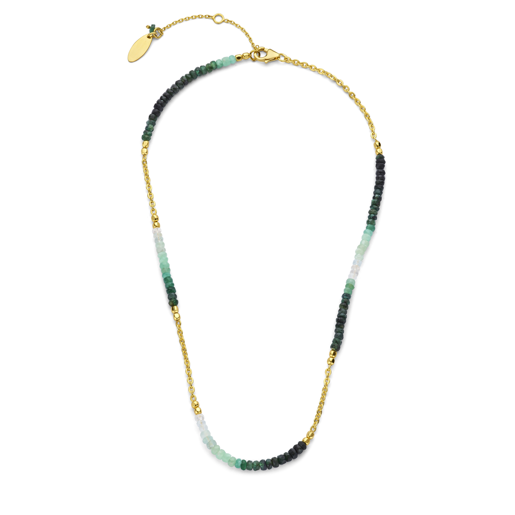 Ketting van gold plated sterling zilver met Smaragd - 163C0166