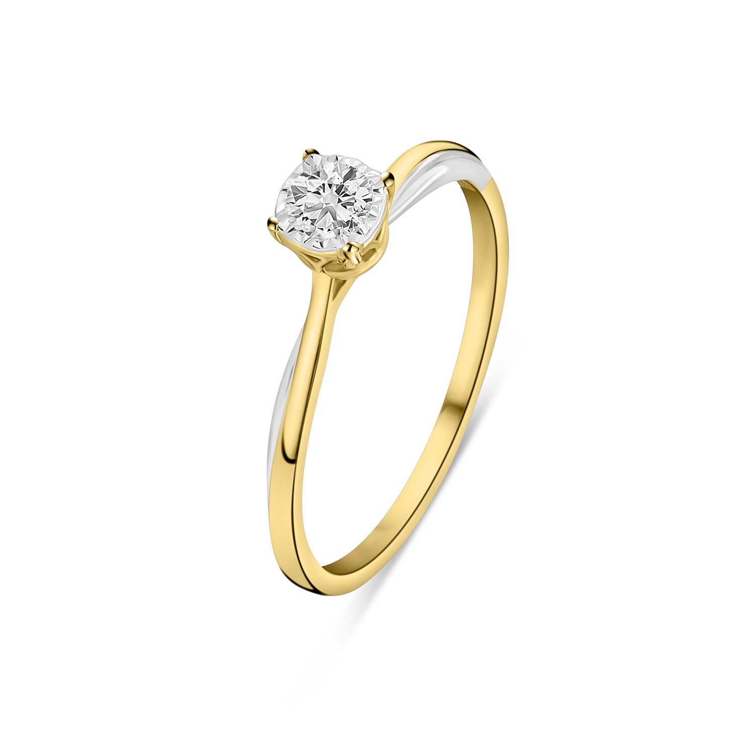 Bicolor solitaire ring met lab grown diamant R159-R23KA0360-LG-YW