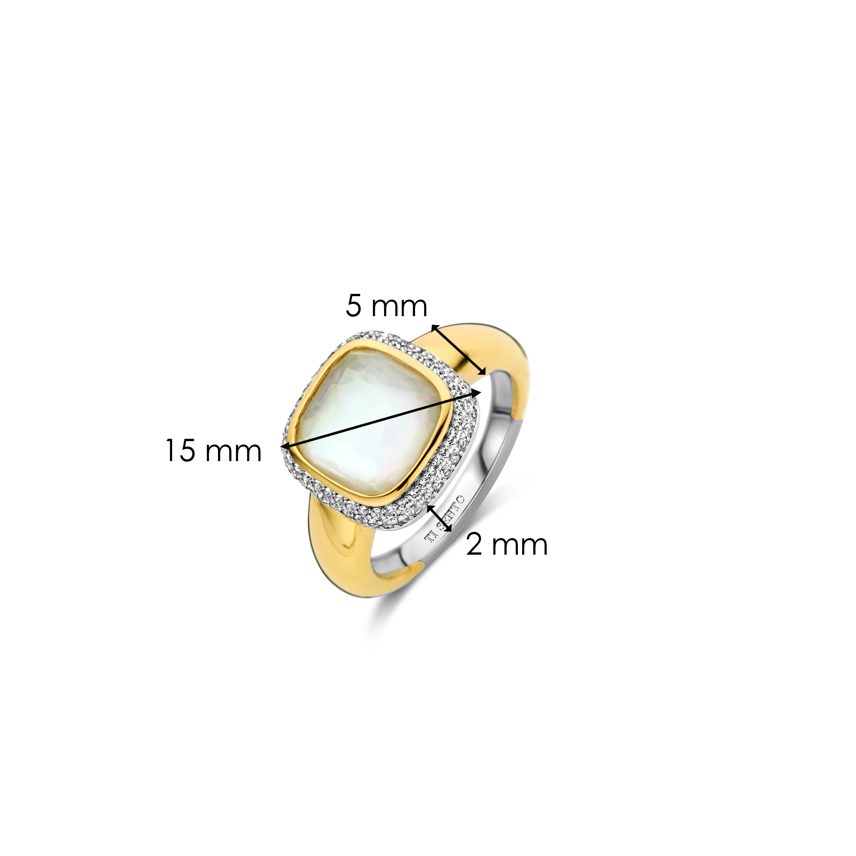 Ring van gold plated sterling zilver met zirkonia en kristal 12330MW