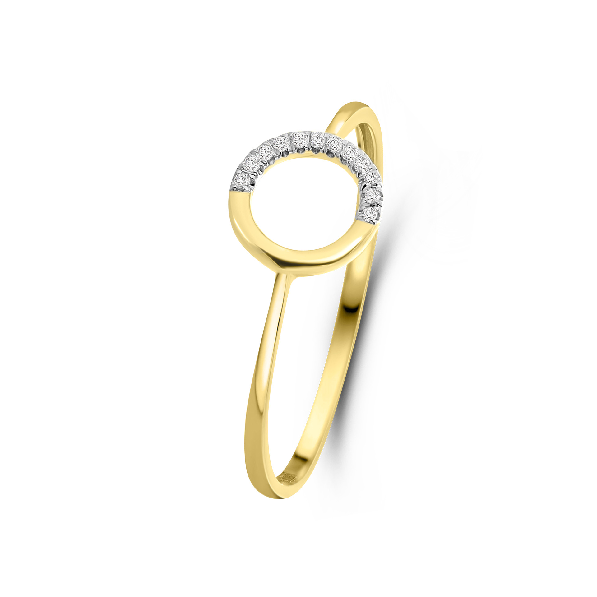 Geelgouden ring met cirkel en diamanten R404-R40350-Y