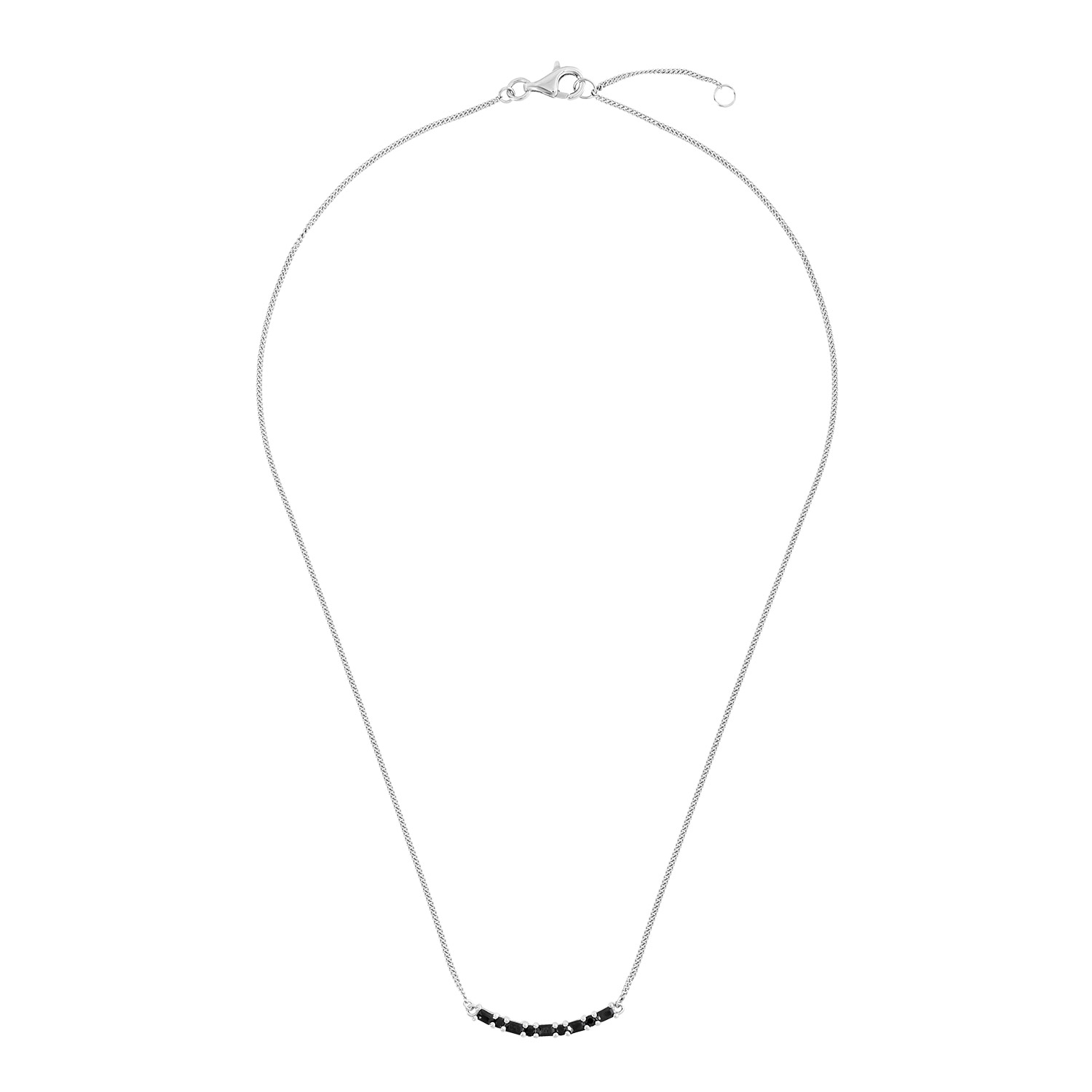 Ketting van sterling zilver met zwarte zirkonia hanger 73-3685-7980