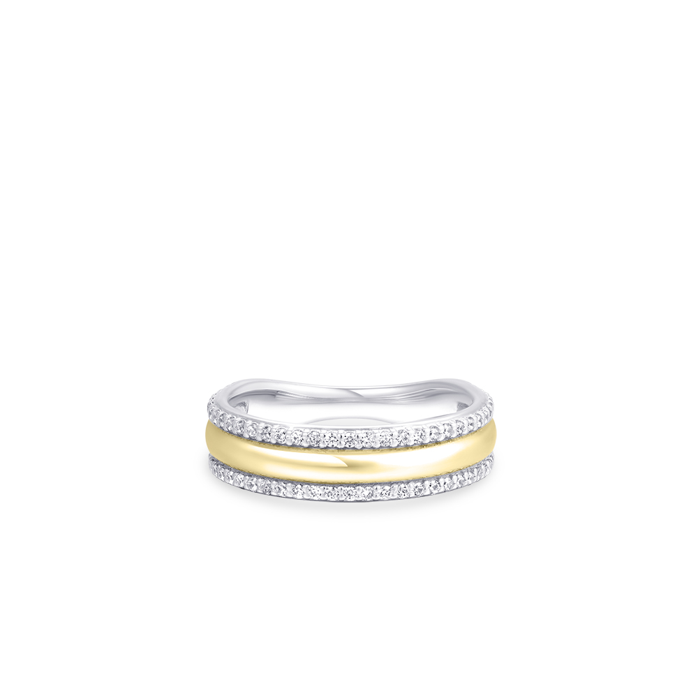 Sterling zilveren gold plated ring met zirkonia R458Y