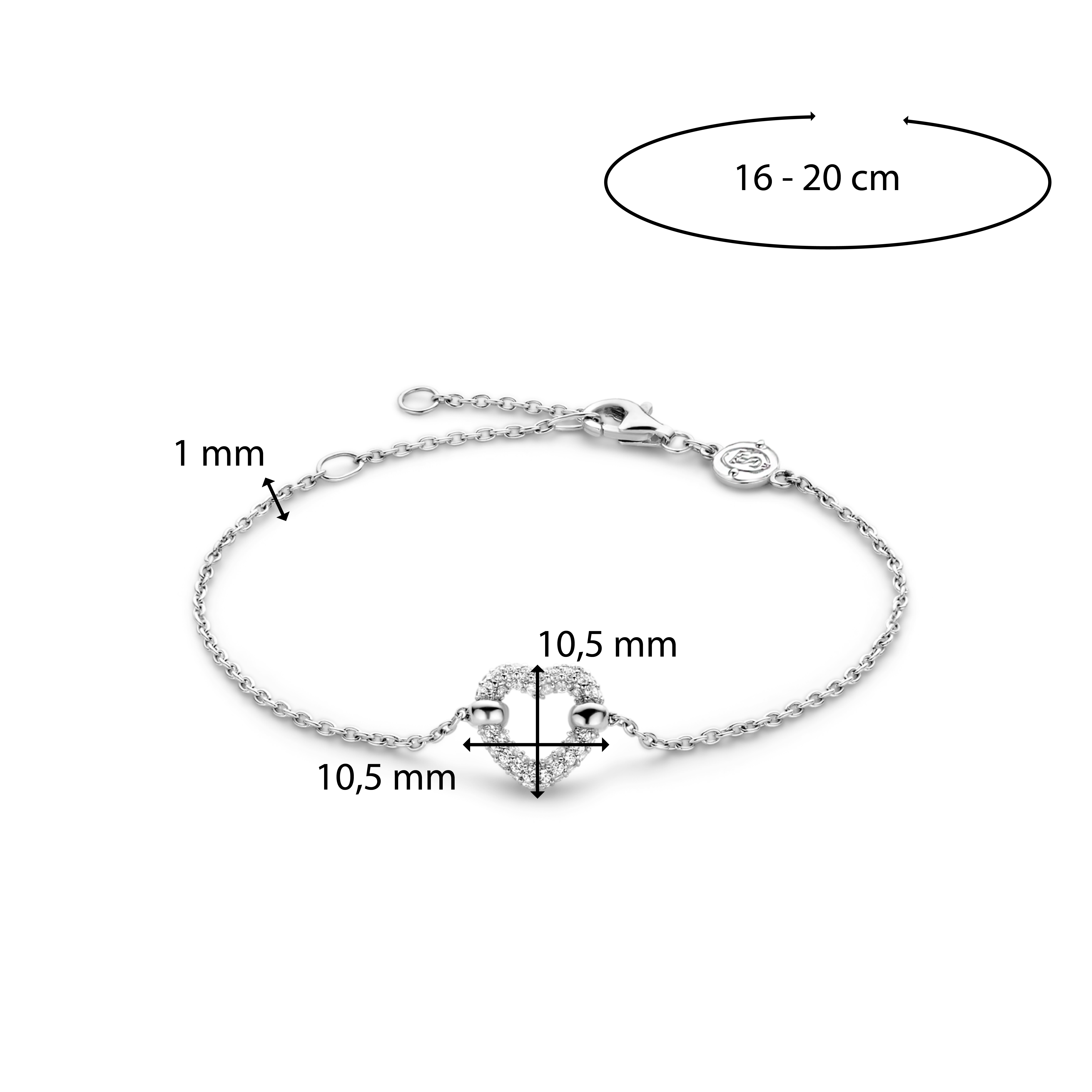 Armband van sterling zilver met zirkonia en hart detail - 23017ZI