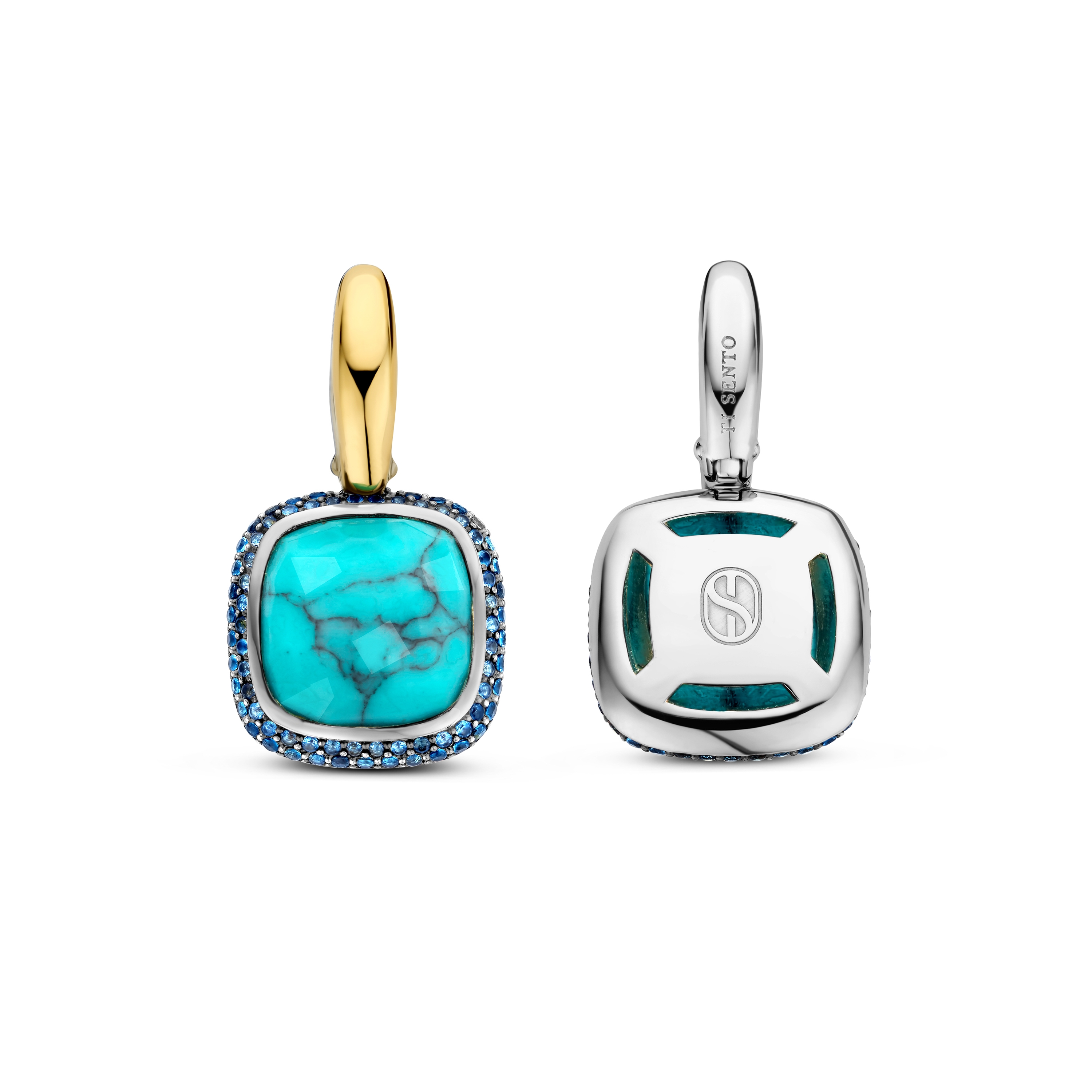 Oorhangers van gold plated sterling zilver met zirkonia en imitatie turquoise 7968TQ