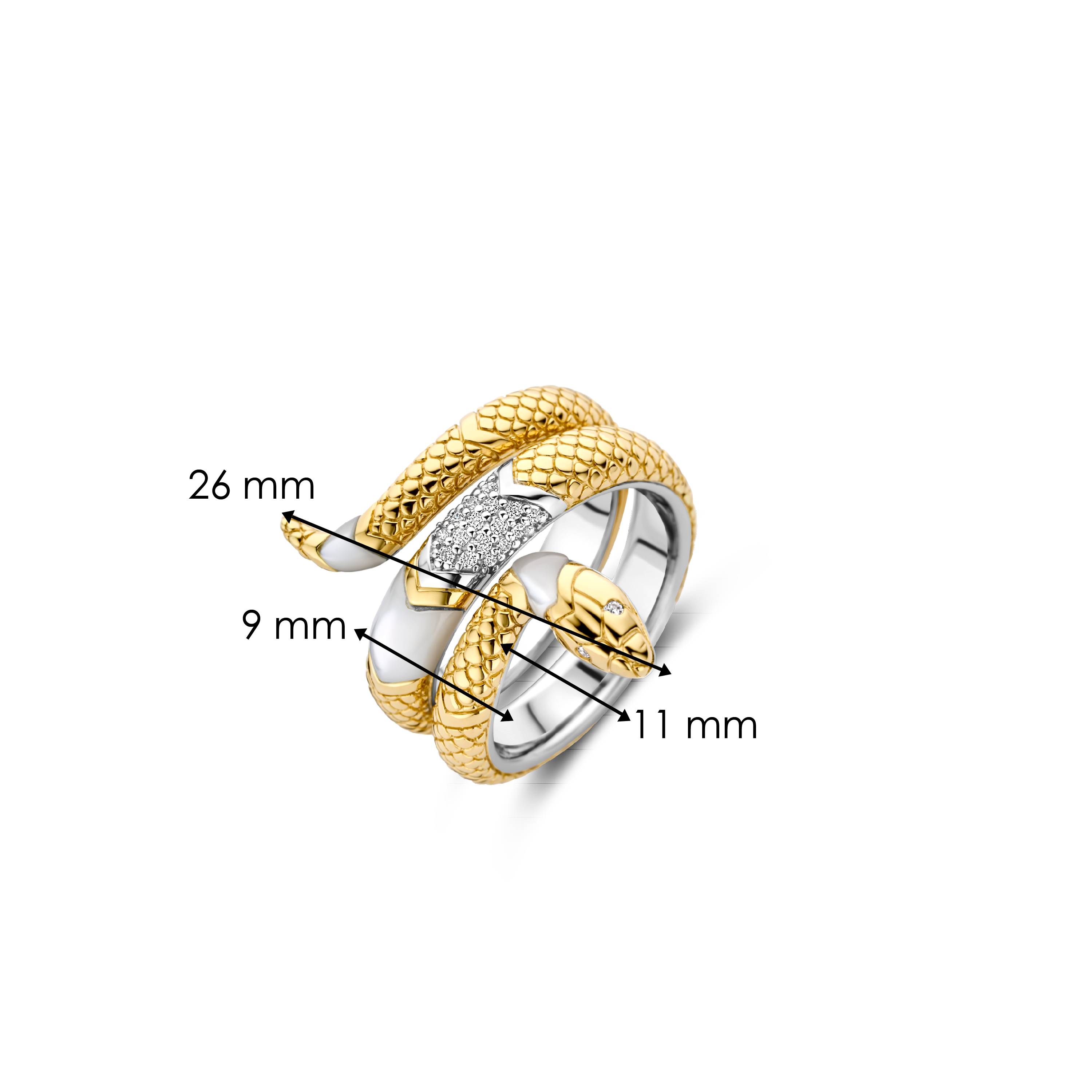 Ring Snake gold plated sterling zilver met Parel en Zirkonia - 12203MW