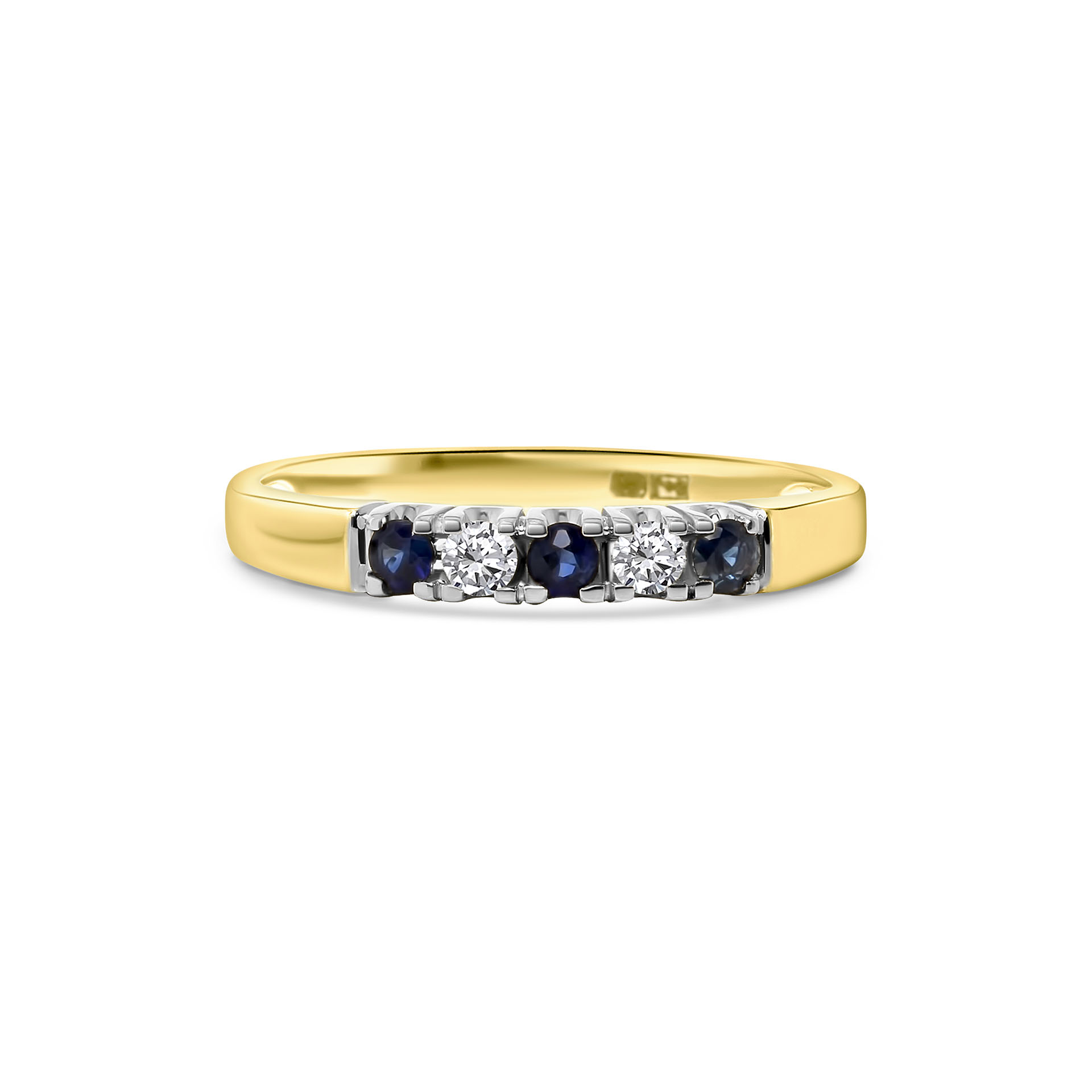 Gouden diamanten ring met saffier 001648ADS-Y