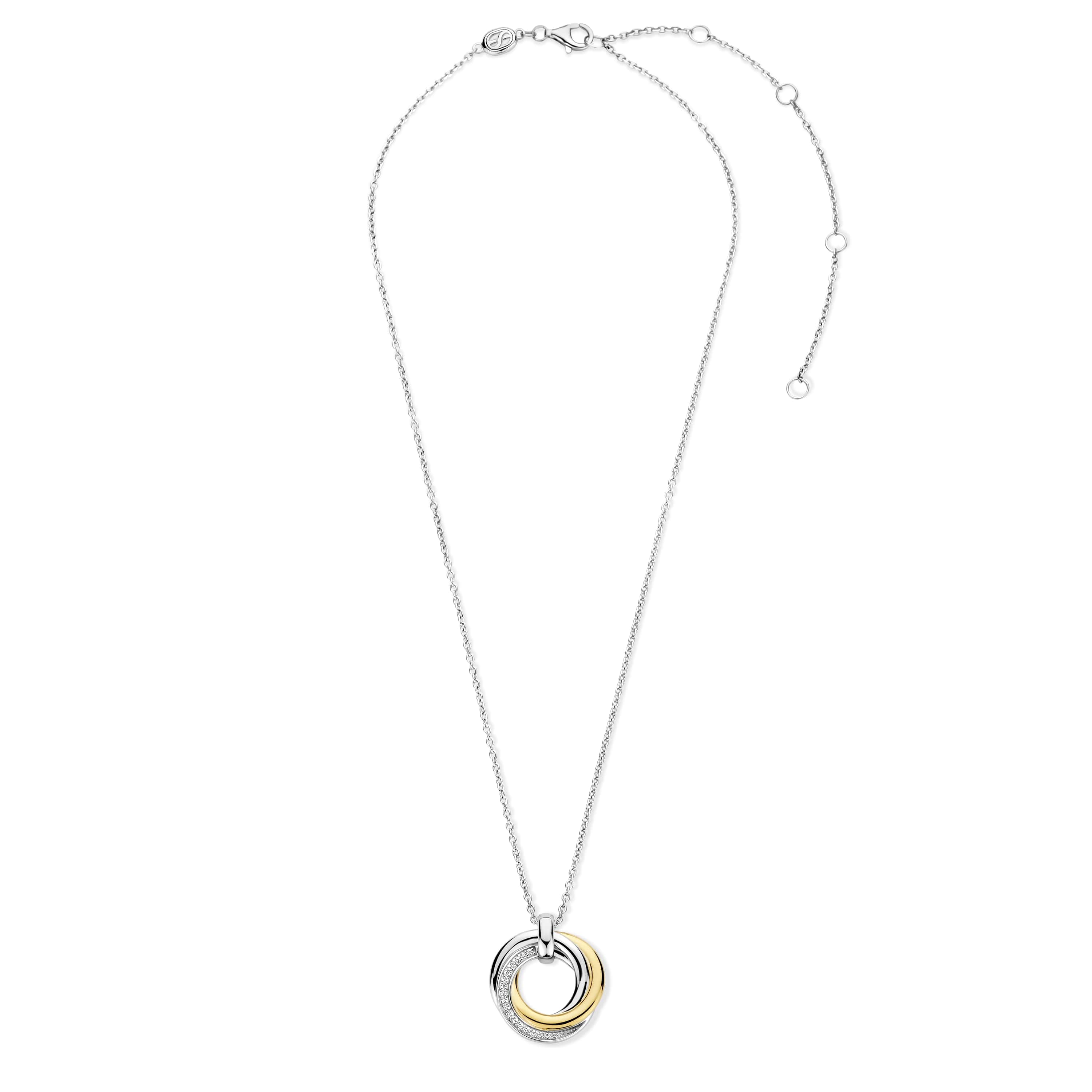 Ketting sterling zilver gold plated met Circle hanger - 34055ZY