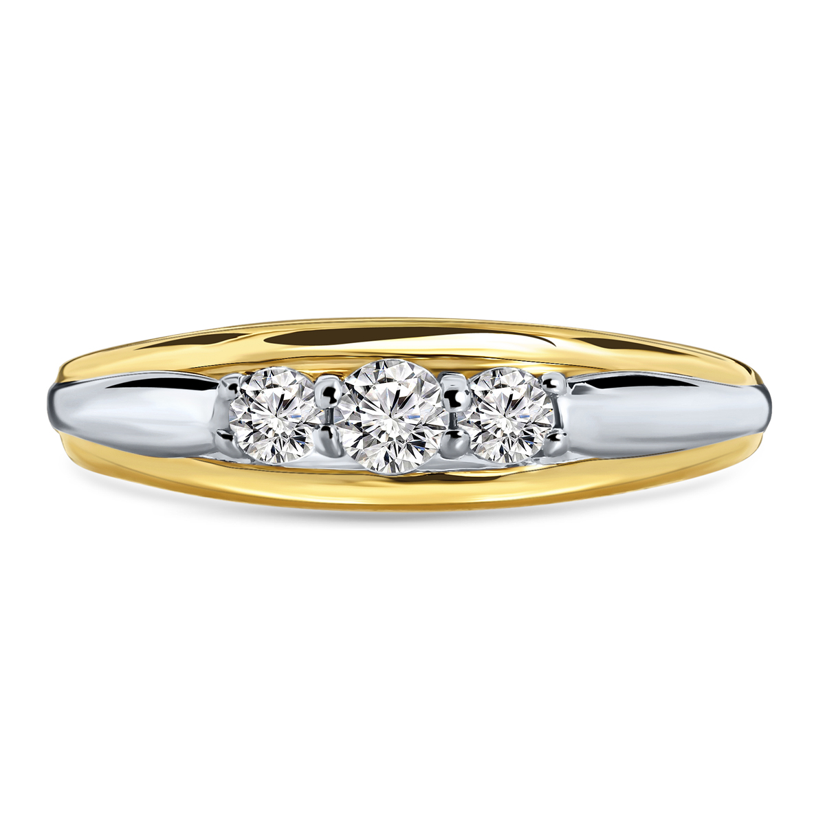 Gouden bicolor ring met zirkonia R03-59915-Z