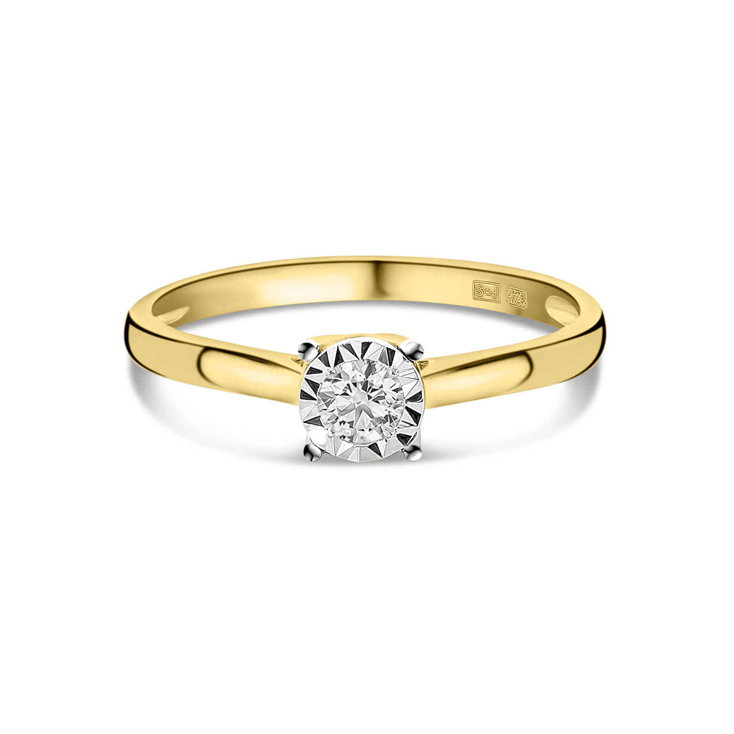 Geelgouden solitaire ring met lab grown diamant R404-RG46503-LG-YW