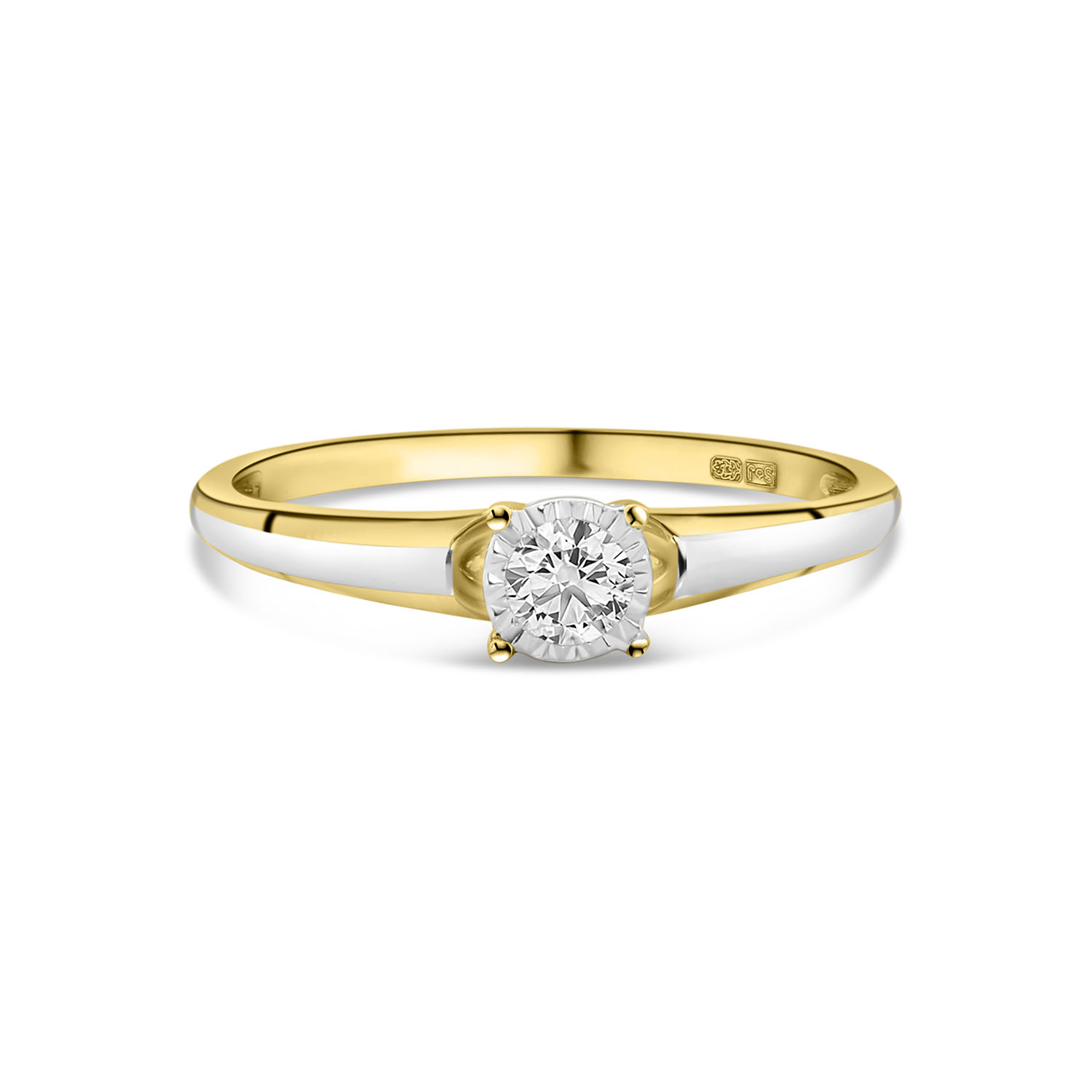 Geelgouden ring met witgouden details lab grown diamant R159-R23KG0327-LG-YW