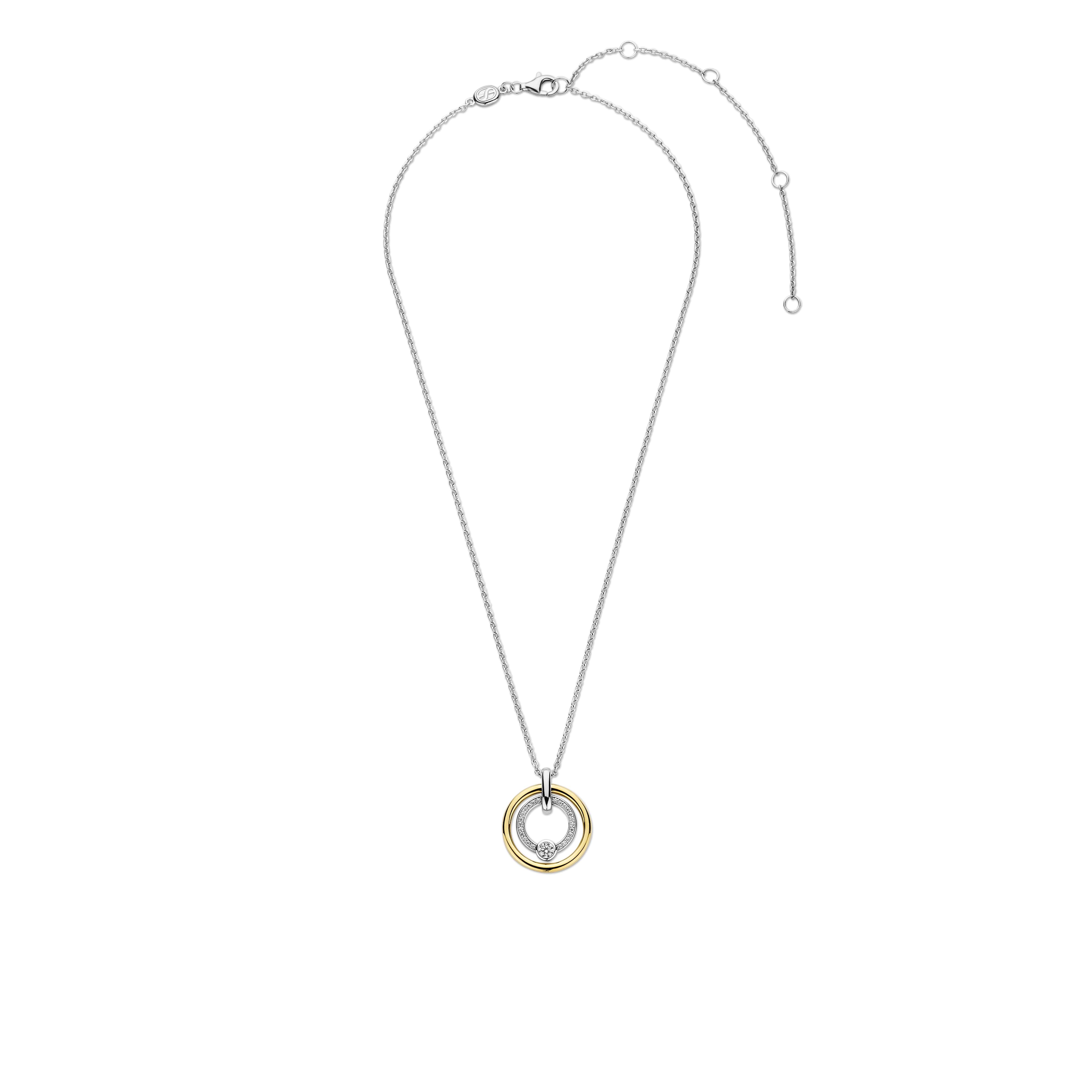 Ketting sterling zilver gold plated met zirkonia hanger - 34056ZY