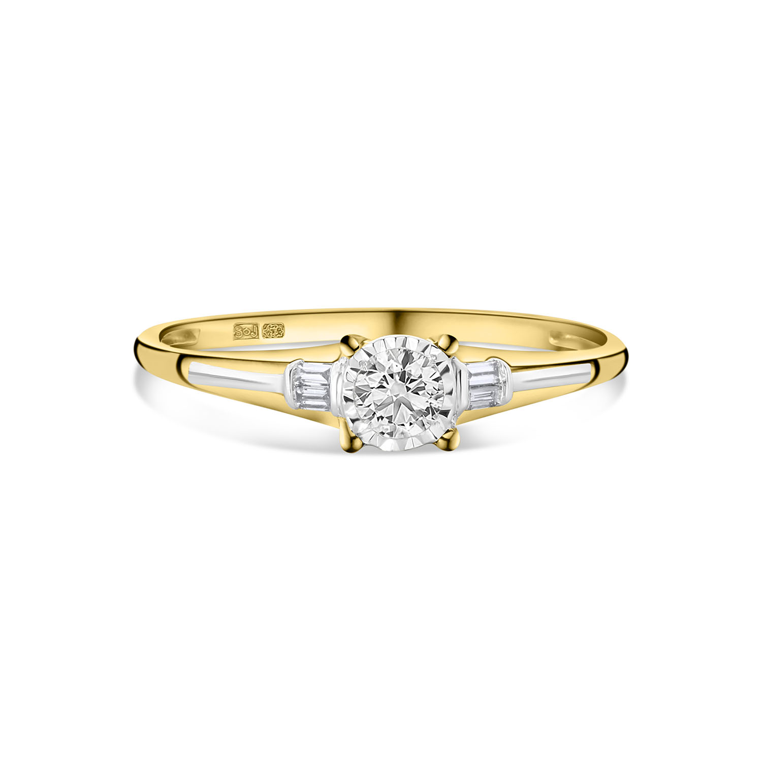 Geelgouden ring met lab grown diamant en witgoud design R159-R23KA0359-LG-YW