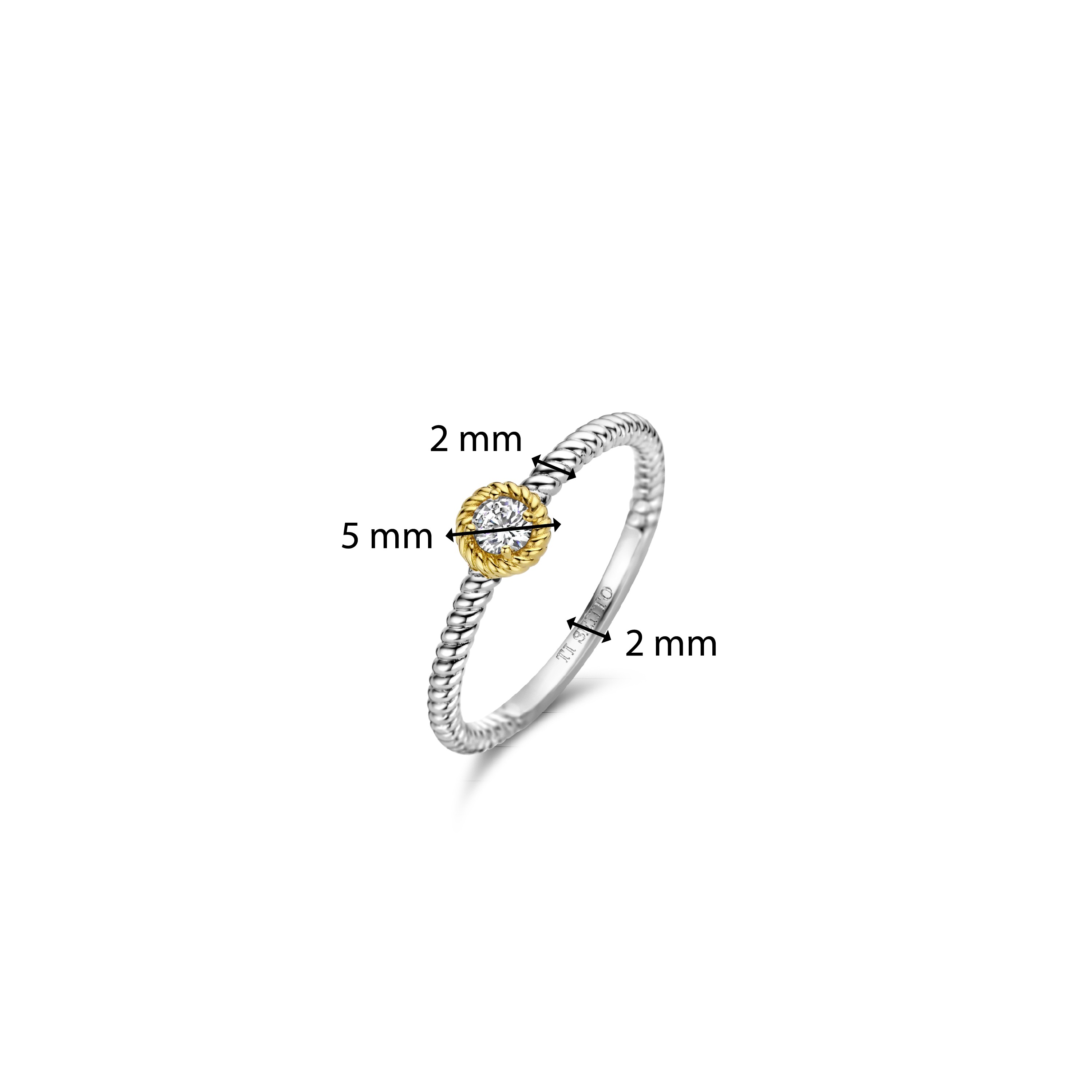 Ring van gold plated sterling zilver met zirkonia 12306ZY