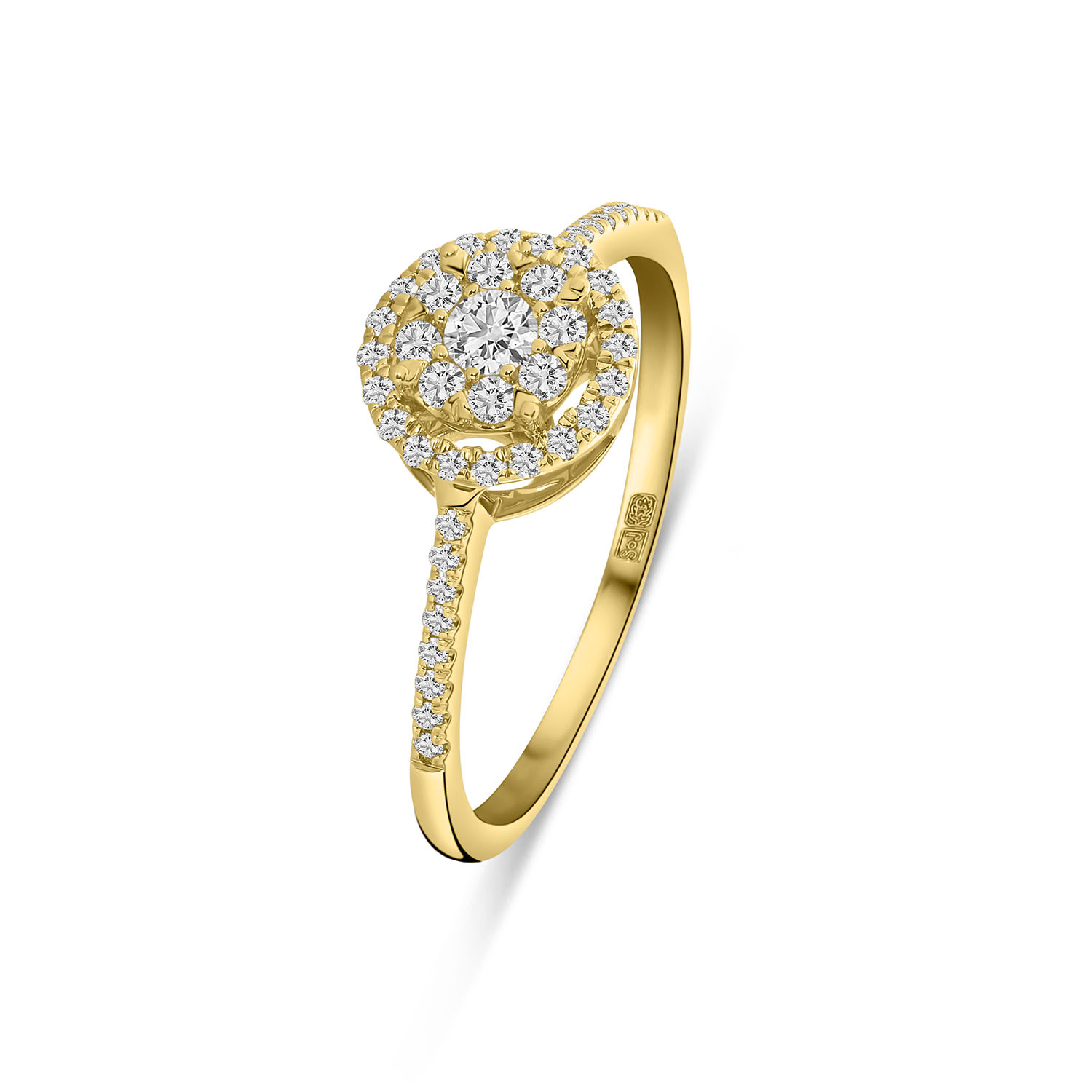 Geelgouden ring met lab grown diamanten entourage R159-1092909006498-LG-Y