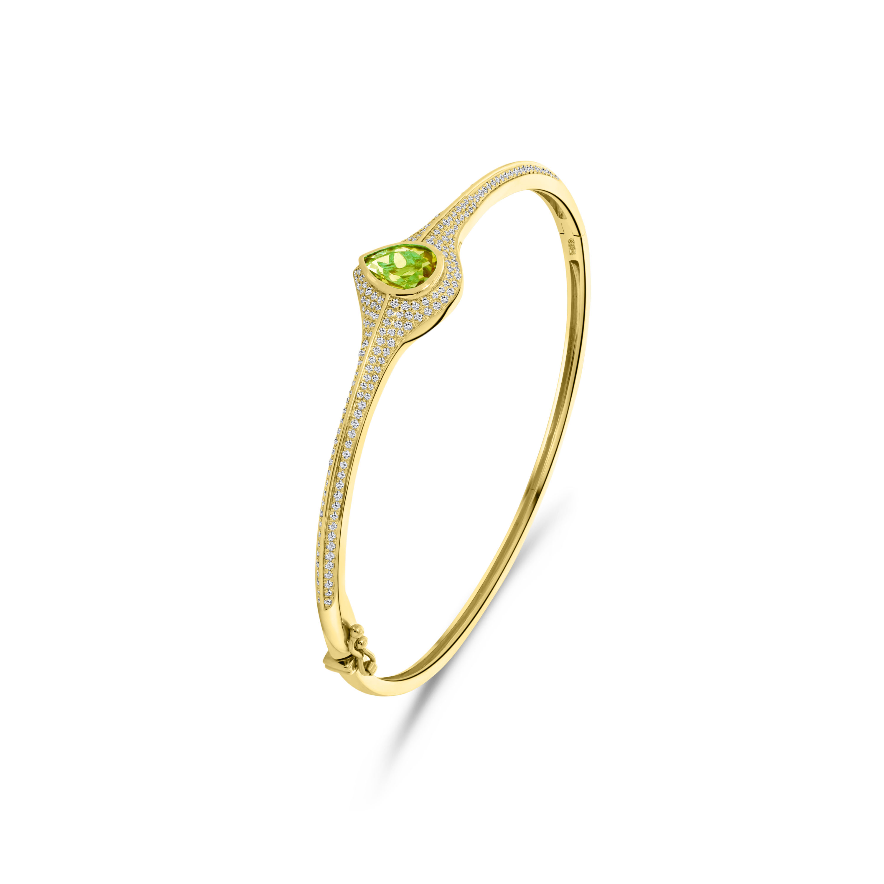 Geelgouden bangle peridot en diamanten B136-193XF05395-PD-Y