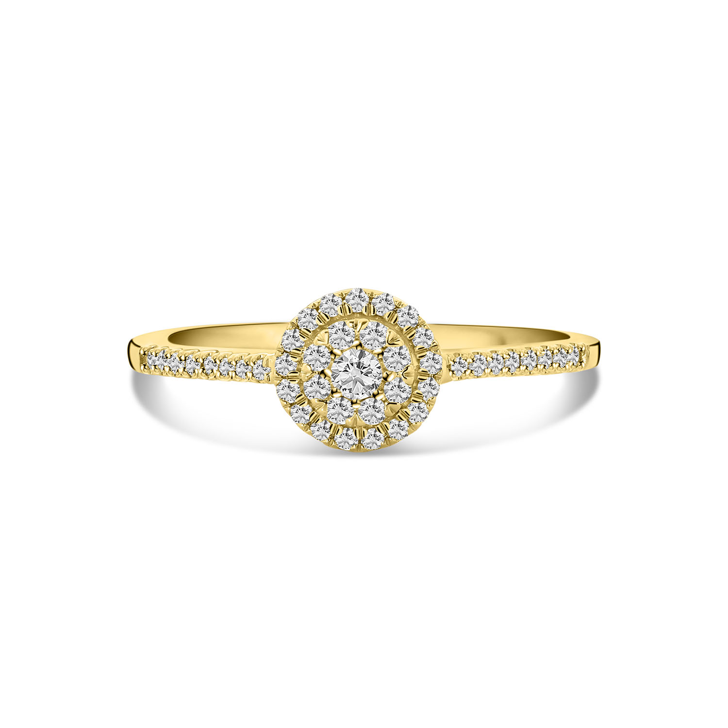 Geelgouden ring met lab grown diamanten entourage R159-1092908006496-LG-Y