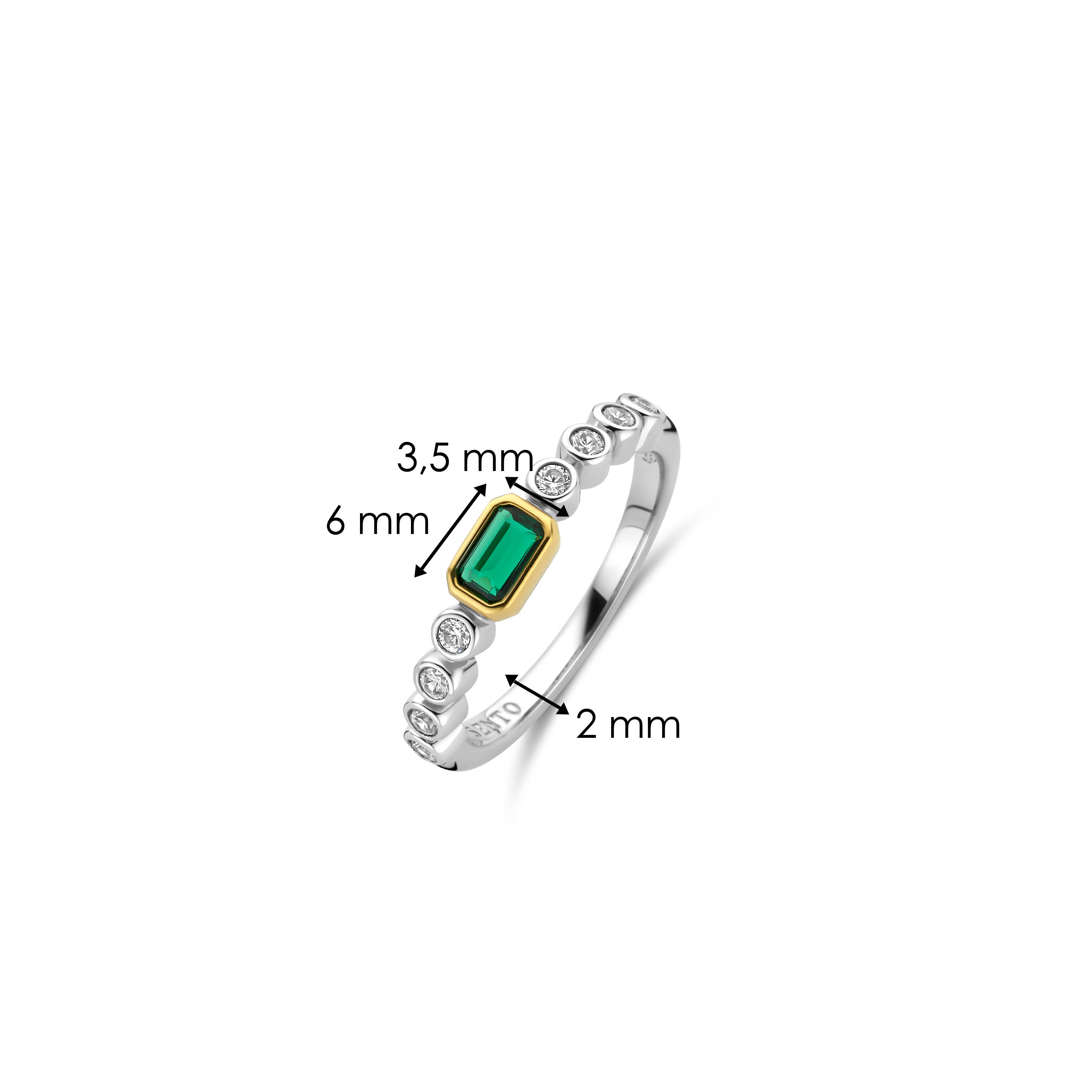 Ring gold plated sterling zilver met zirkona - 12340EM