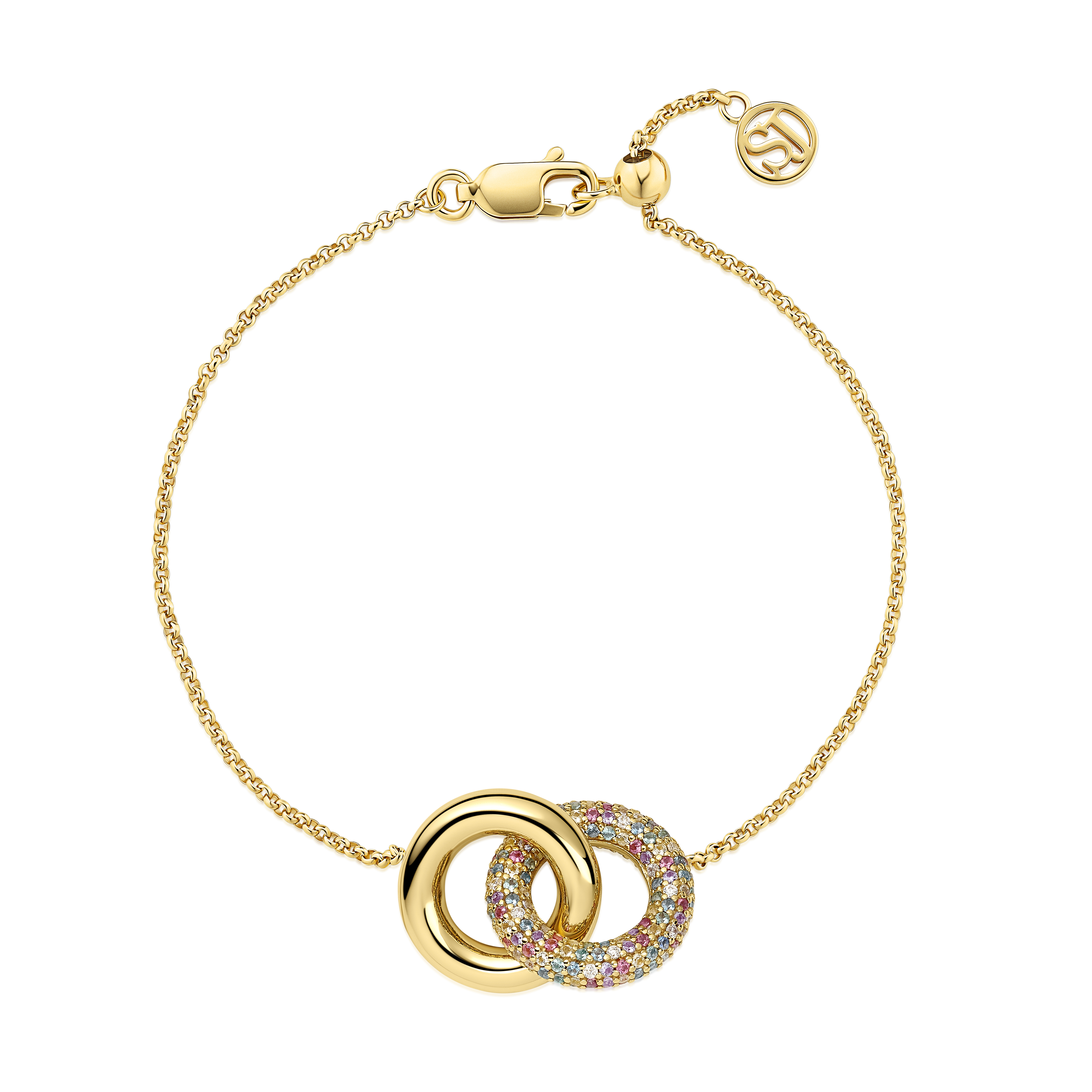 Armband Carrara gold plated met gekleurde zirkonia - SJ-B2477-XCZ-YG