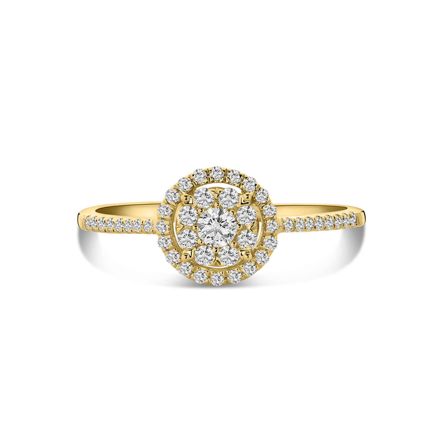 Geelgouden ring met lab grown diamanten entourage R159-1092909006498-LG-Y