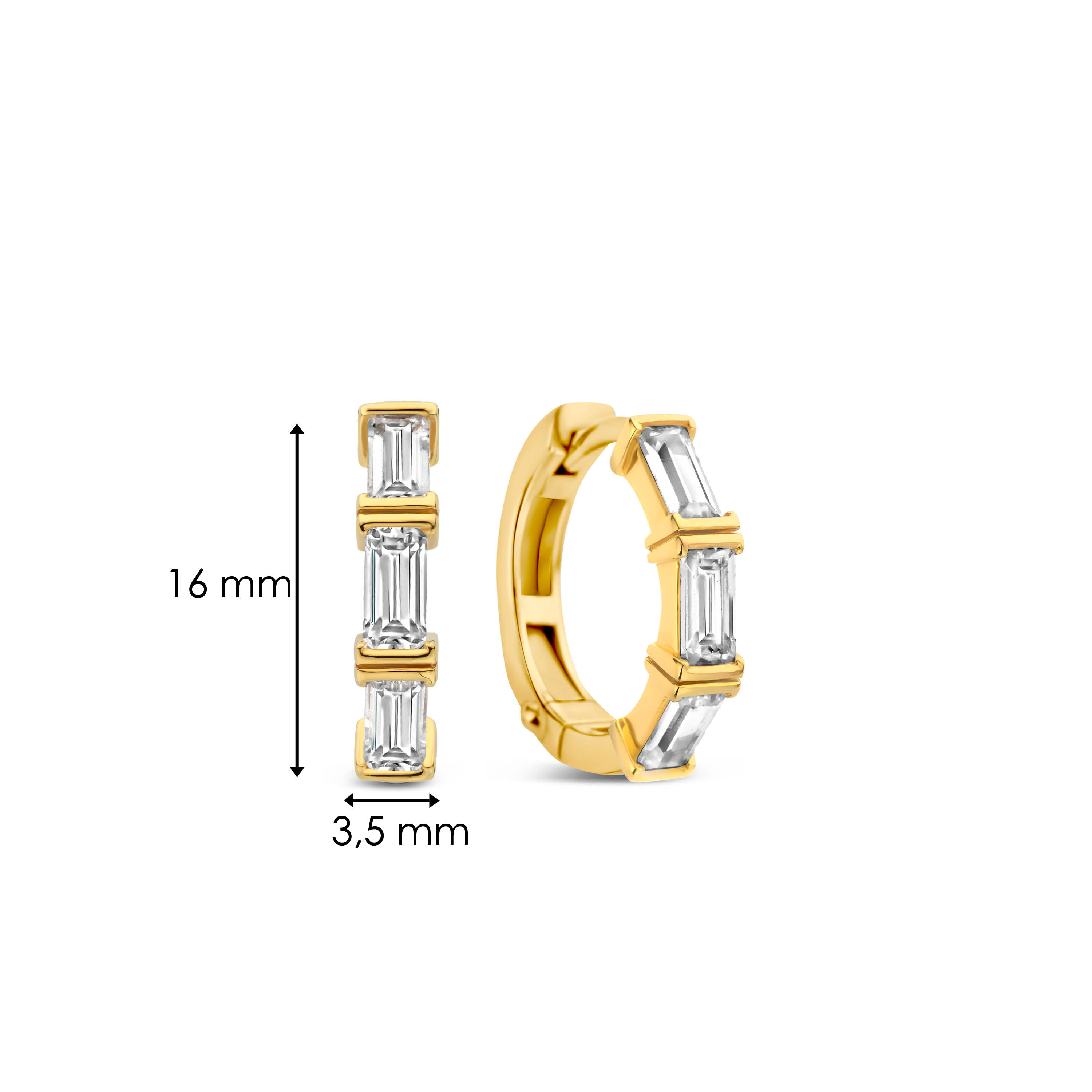 Oorringen gold plated sterling zilver met zirkonia - 7974ZY