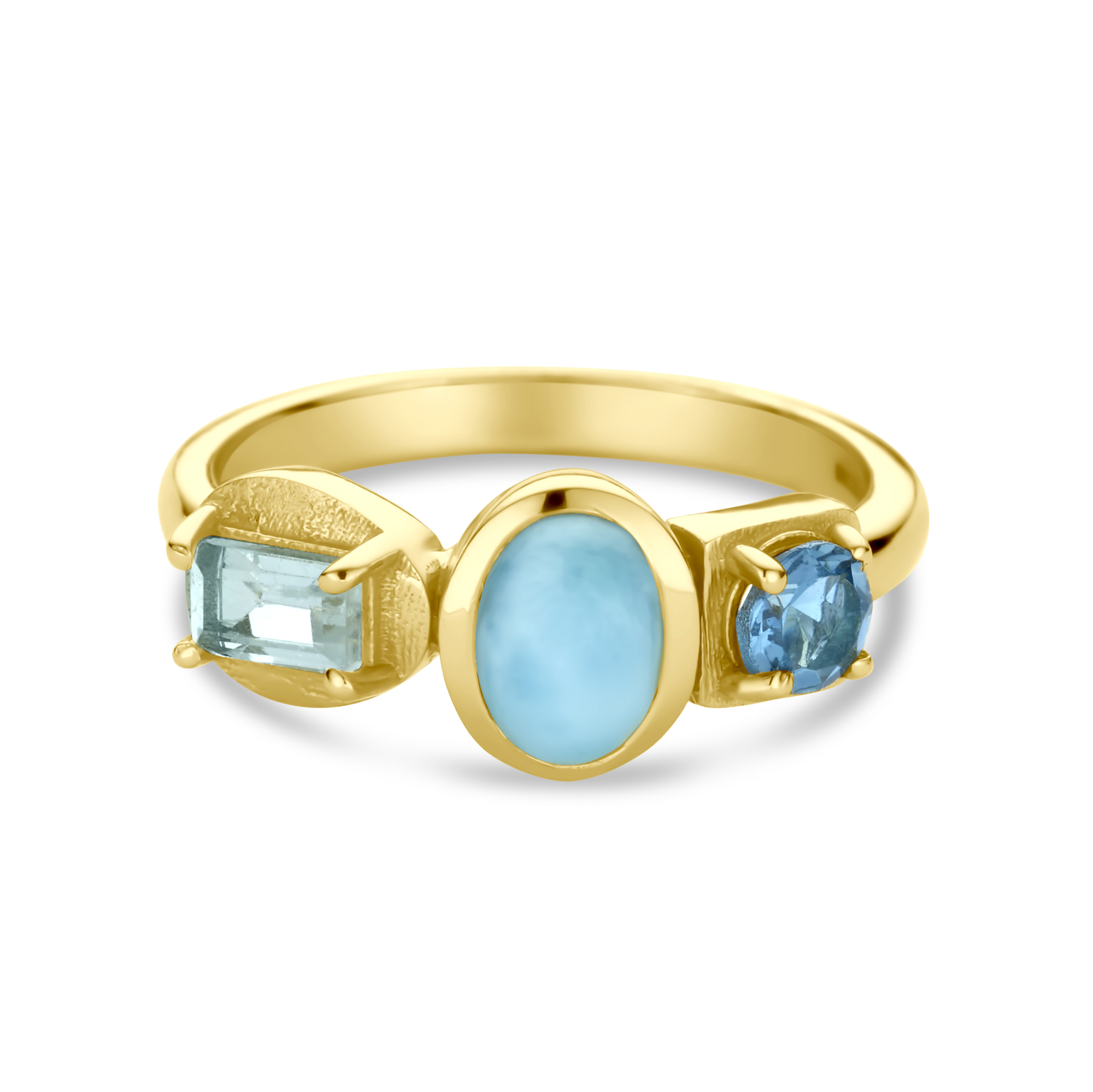 Ring van gold plated sterling zilver met Topaas - Larimar - Ioliet 163S0289