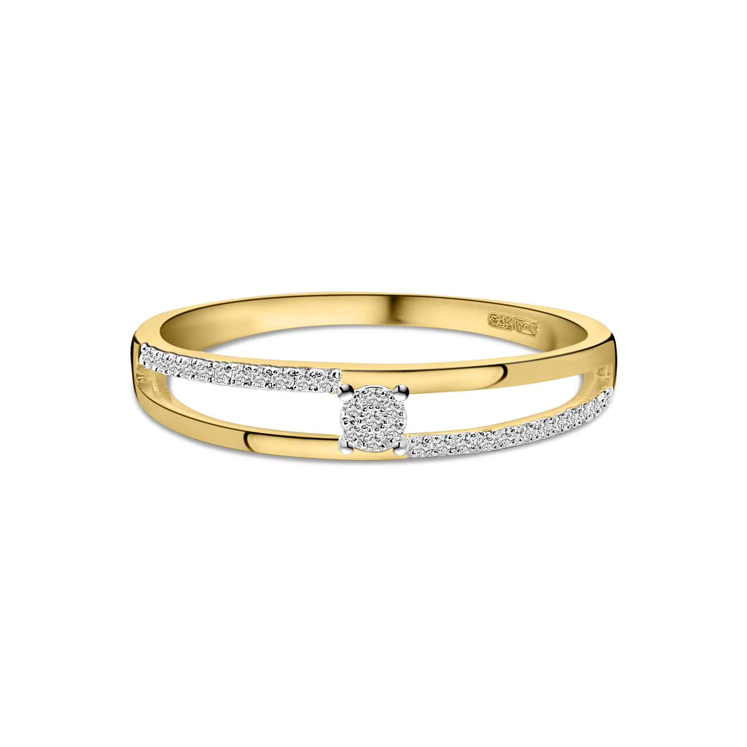 Geelgouden ring met diamanten R480-RR010317ADI-Y