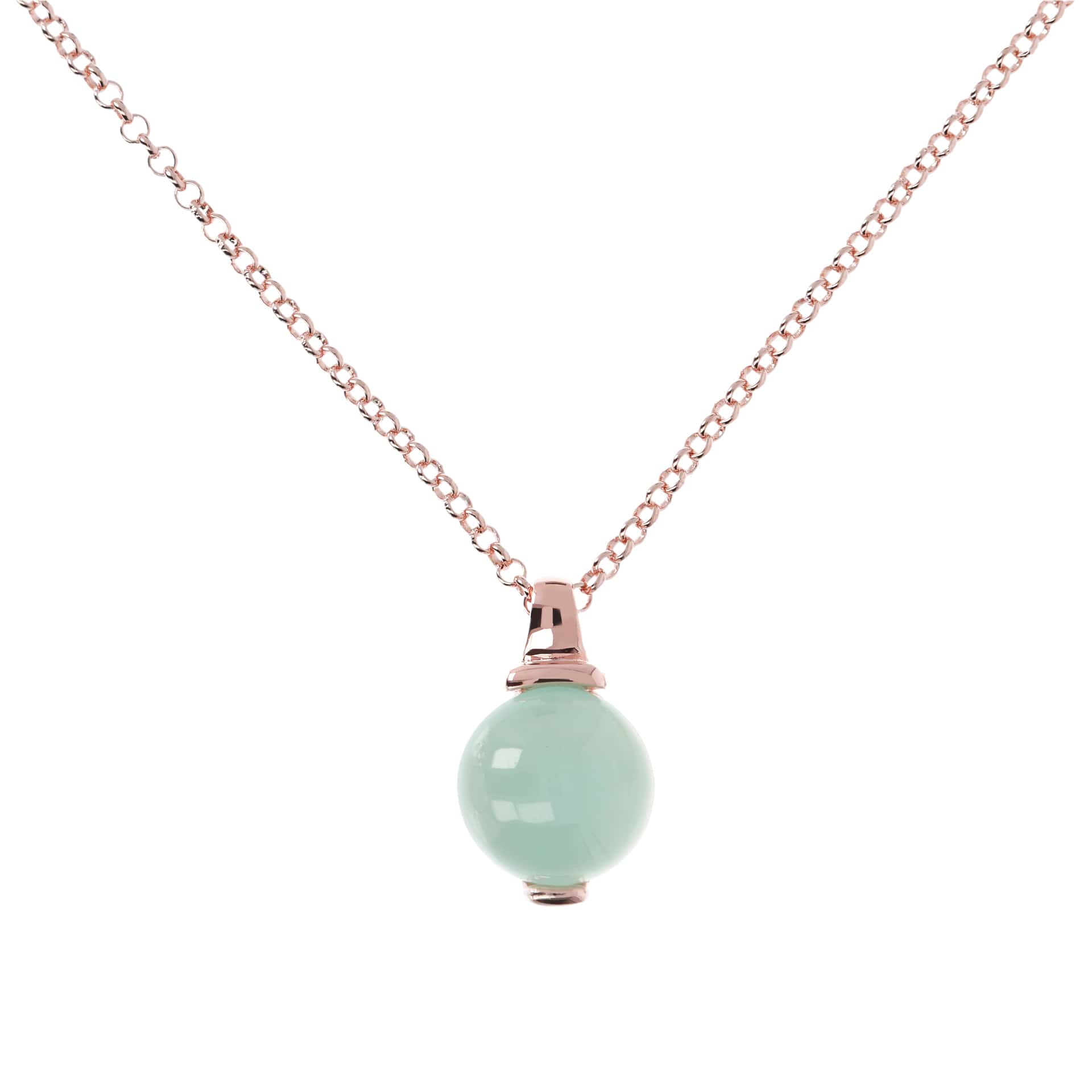 Rosé collier met Chalcedoon hanger - WSBZ00437