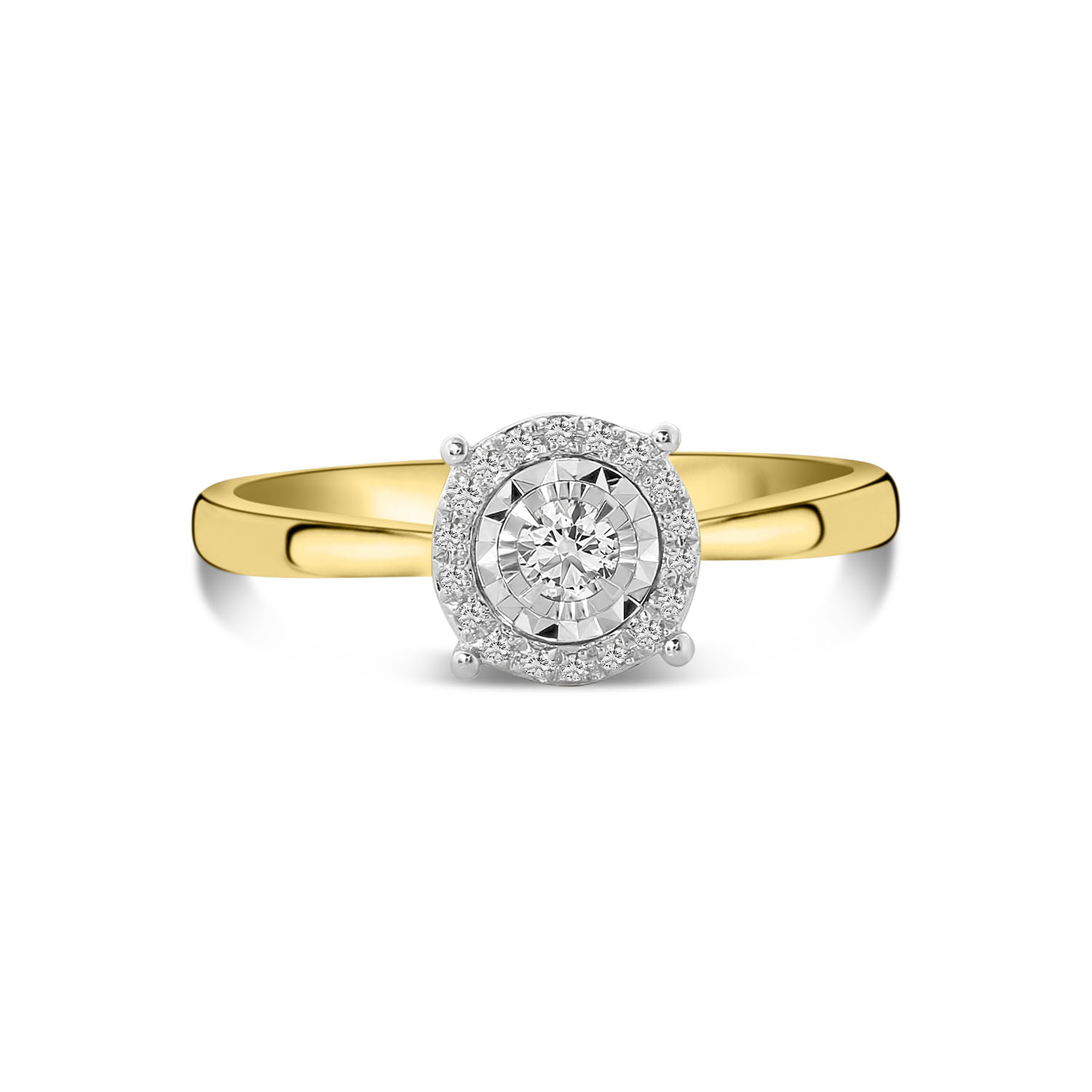 Geelgouden ring diamanten met entourage R480-RG010009ADI-YW