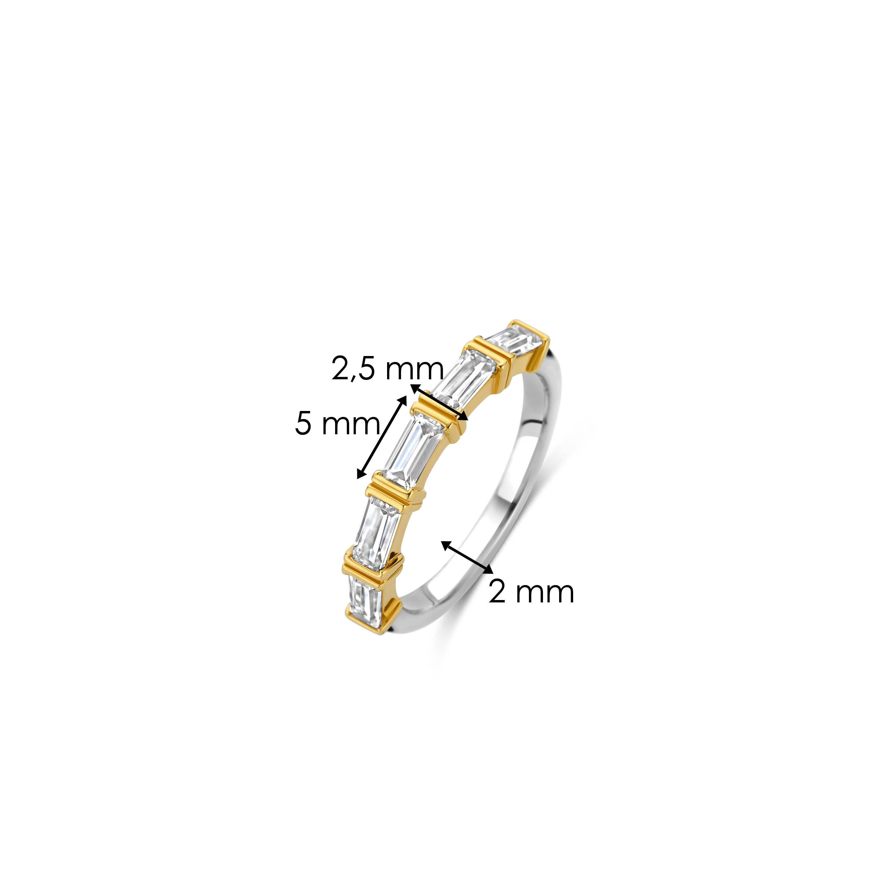 Ring gold plated sterling zilver met zirkonia - 12338ZY