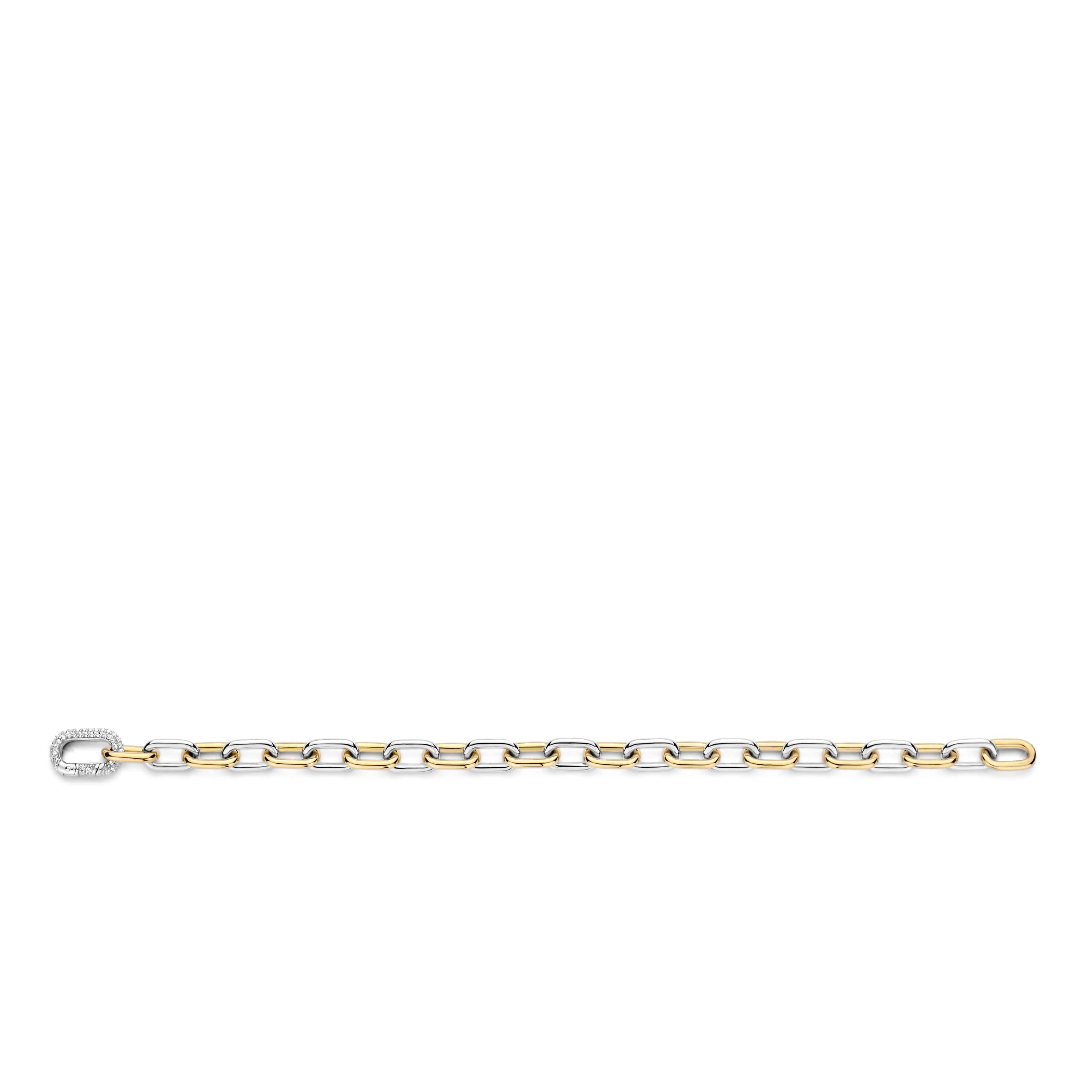 Schakelarmband sterling zilver gold plated met zirkonia - 23052ZY