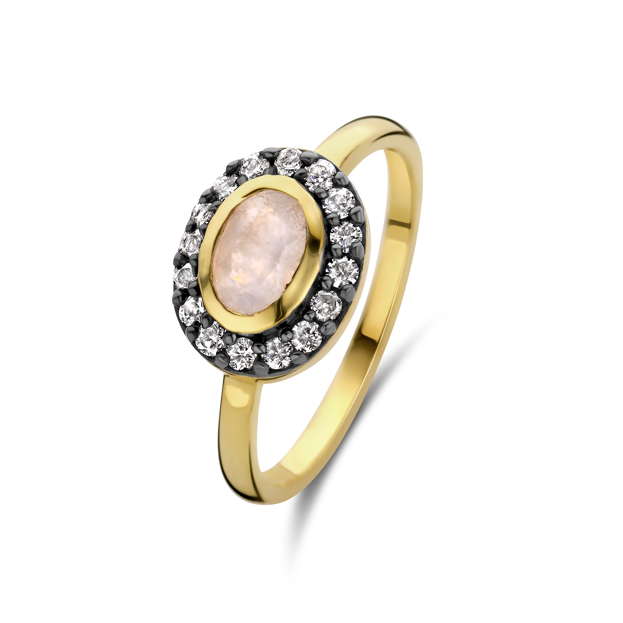 Ring van gold plated sterling zilver met Jade, Calciet en Zirkonia 163S0171