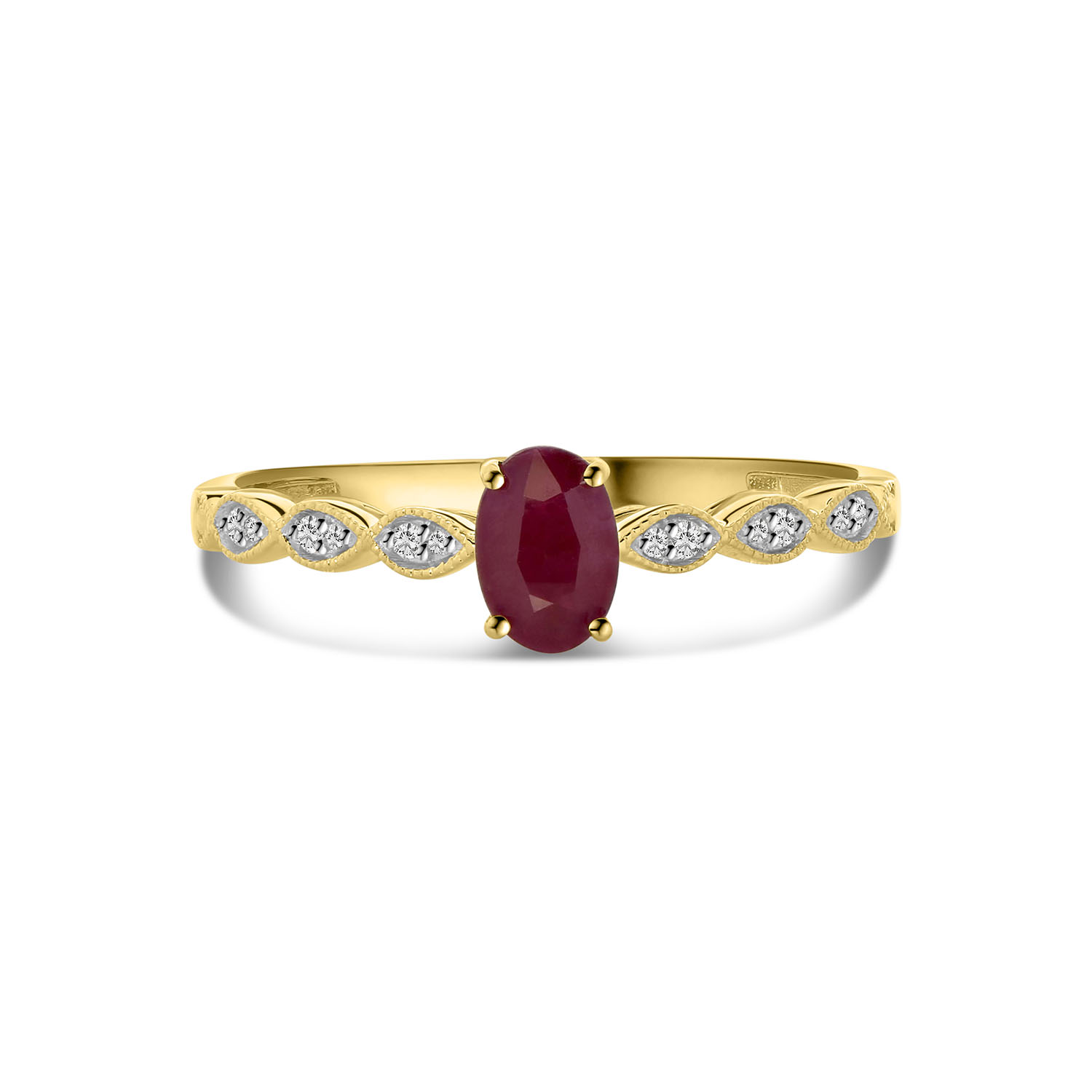 Geelgouden ring robijn met diamanten R138-RG74697-RU-Y