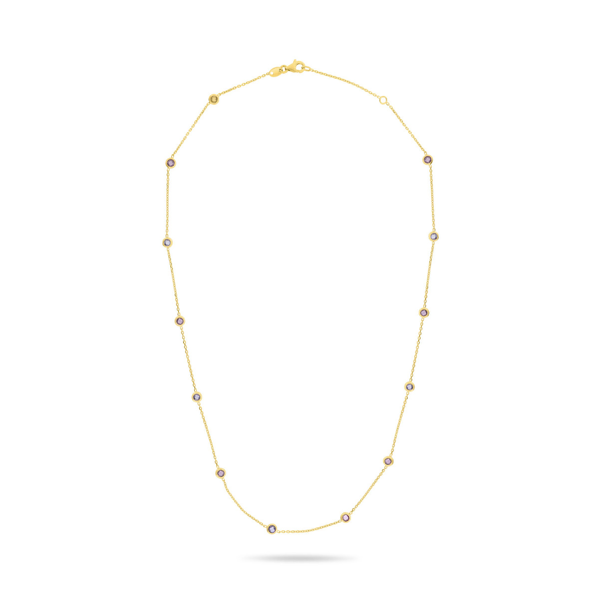 Geelgouden collier met zirkonia