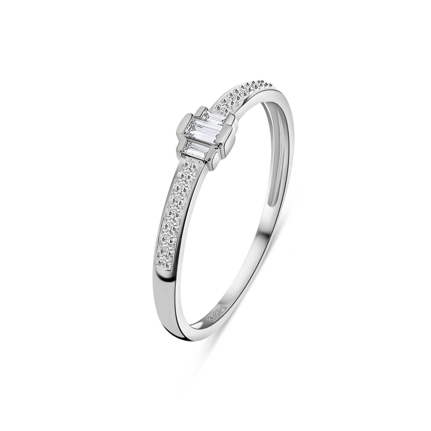 Witgouden ring met baguette en briljant geslepen diamant R138-RG50964-W