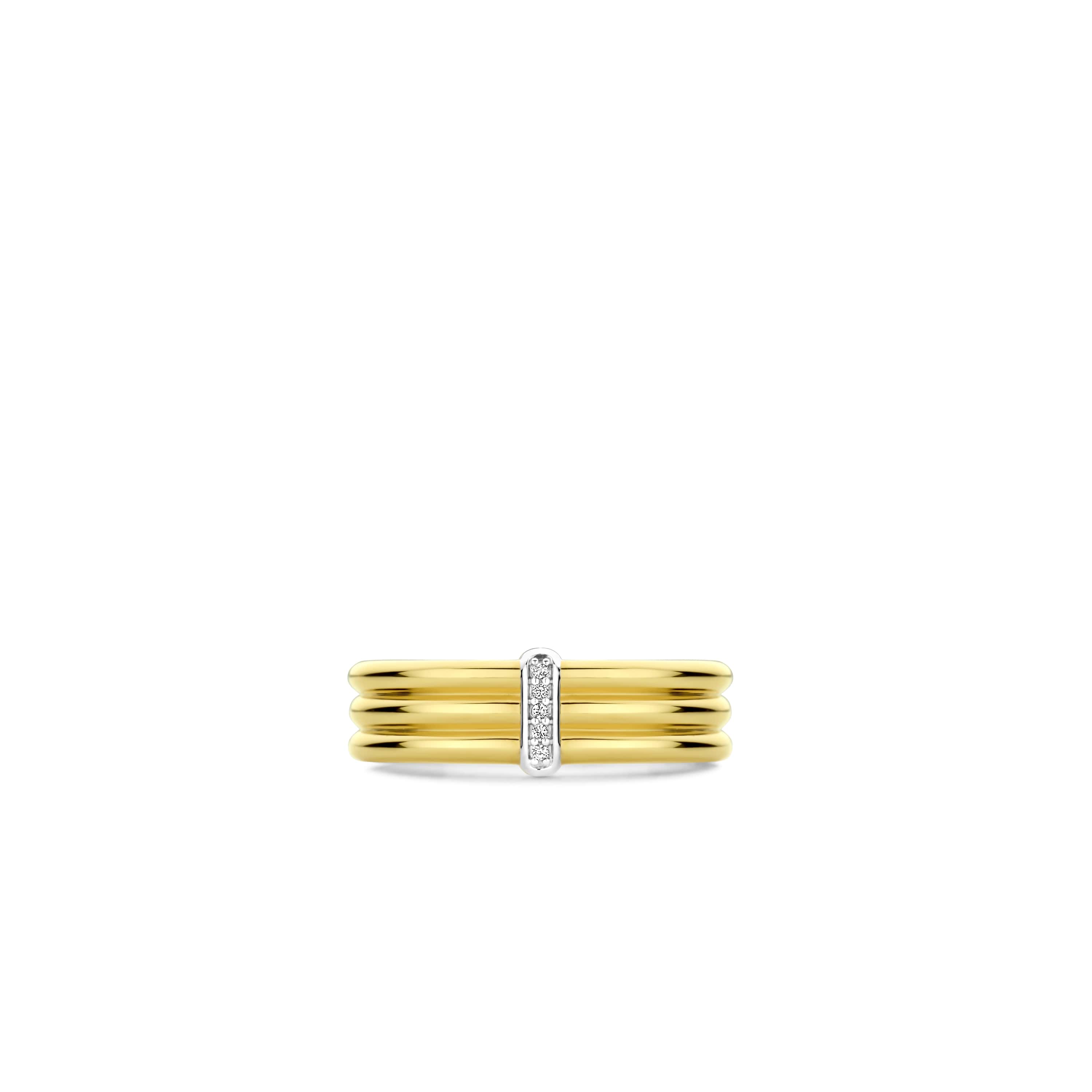 Ring gold plated sterling zilver met zirkonia - 12344ZY