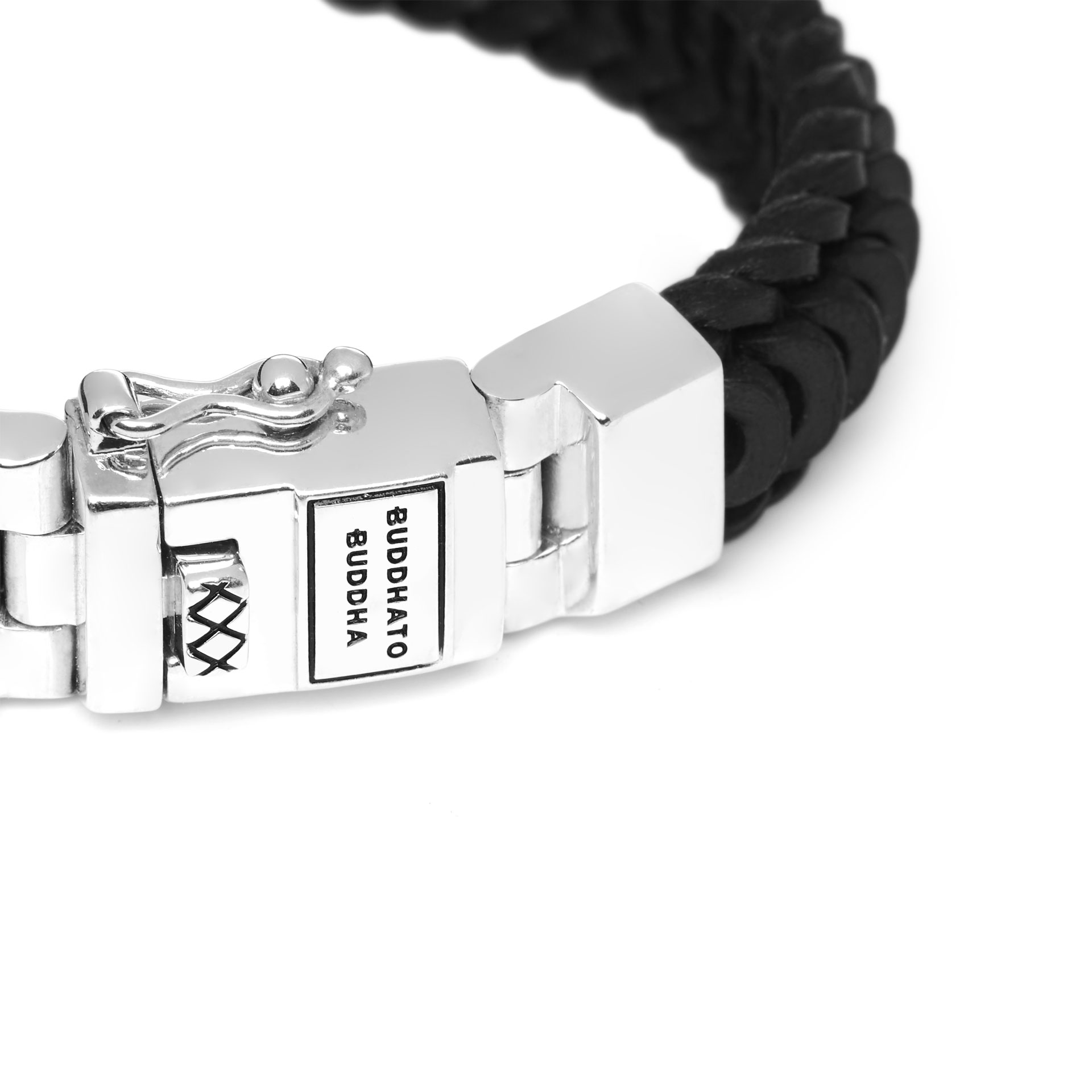 Armband Lars Leather Zwart Black van sterling zilver 122BL