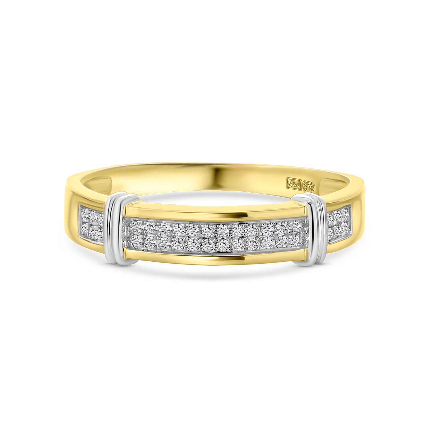 Bi-color ring fantasie met diamanten R382-R312617DIA14KYW-YW